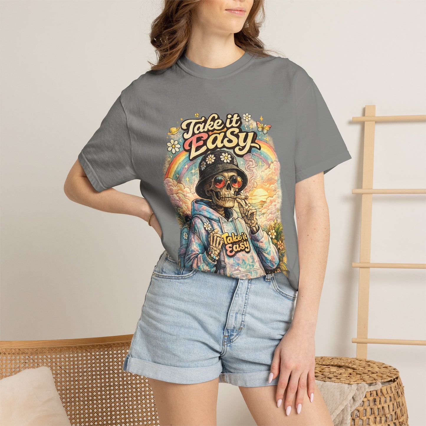 Take It Easy T-Shirt — Retro Sloth Graphic Tee, Chill Vibe Casual Shirt