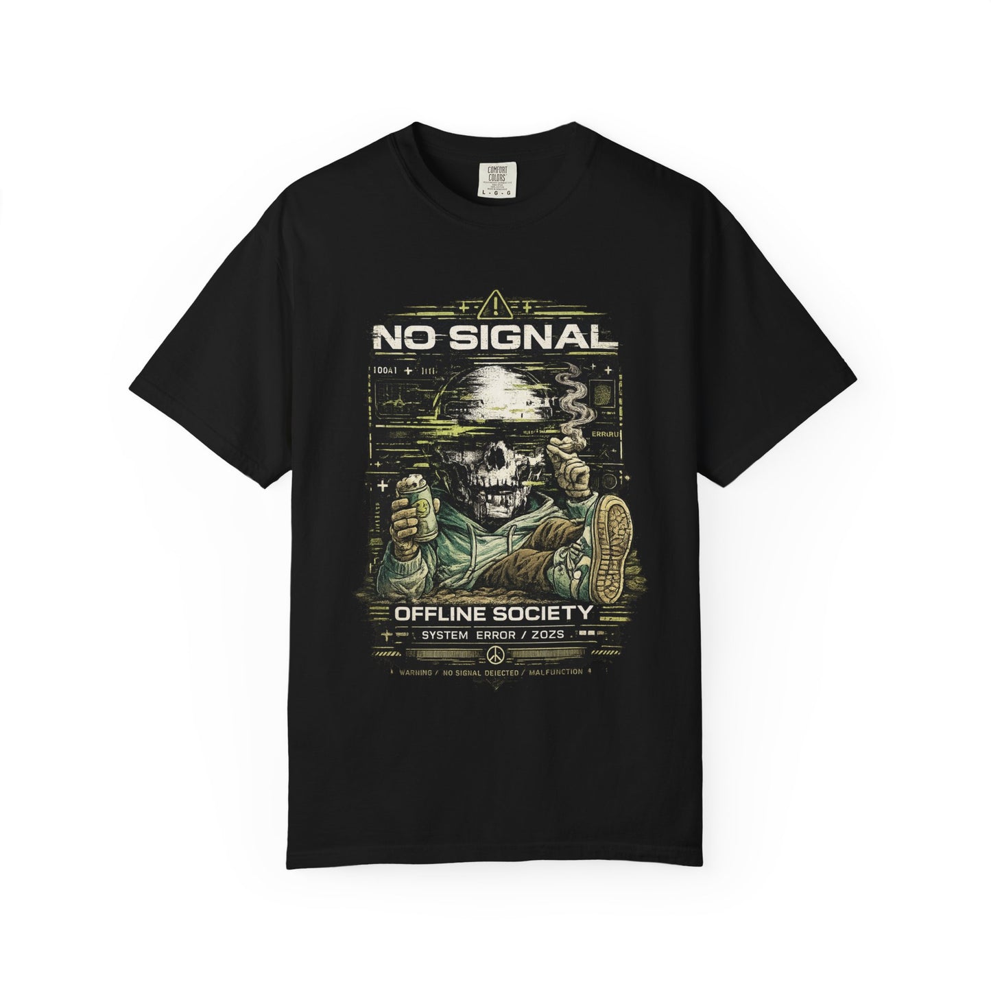 No Signal Skull T-Shirt — "Offline Society" Graphic Tee