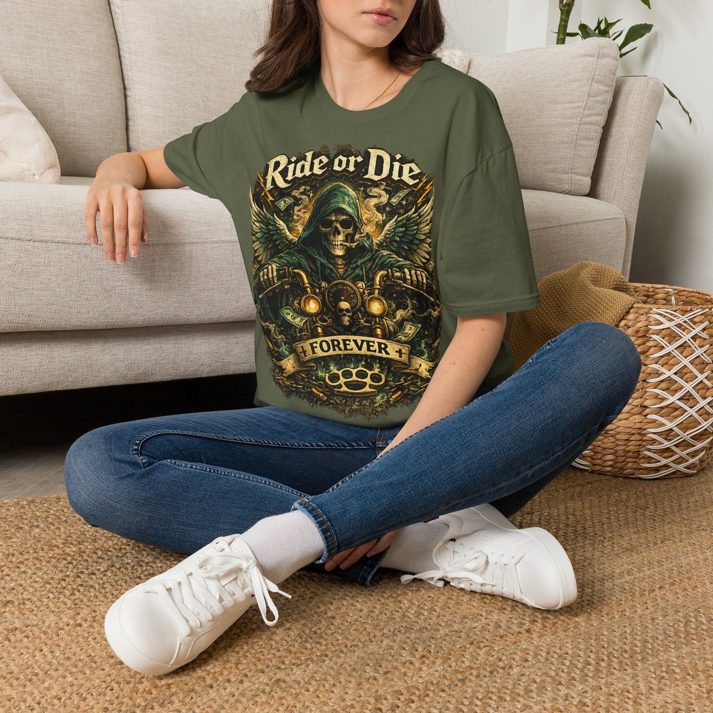 Ride or Die Motorcycle T‑Shirt — Grim Reaper Biker Graphic Tee