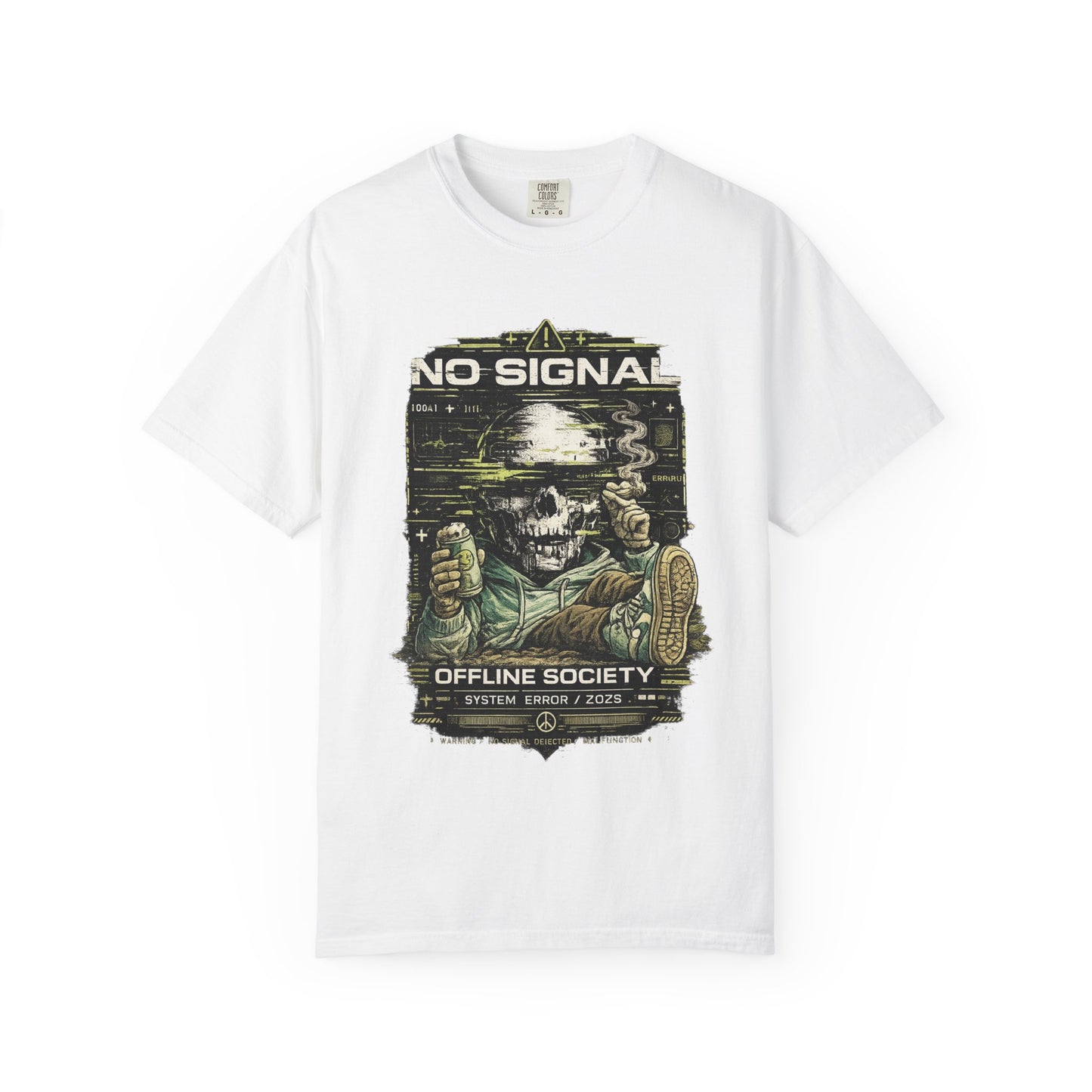 No Signal Skull T-Shirt — "Offline Society" Graphic Tee