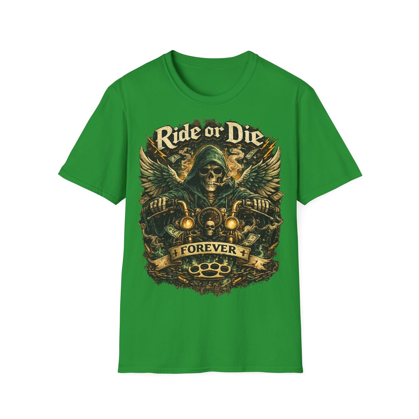 Ride or Die Motorcycle T‑Shirt — Grim Reaper Biker Graphic Tee