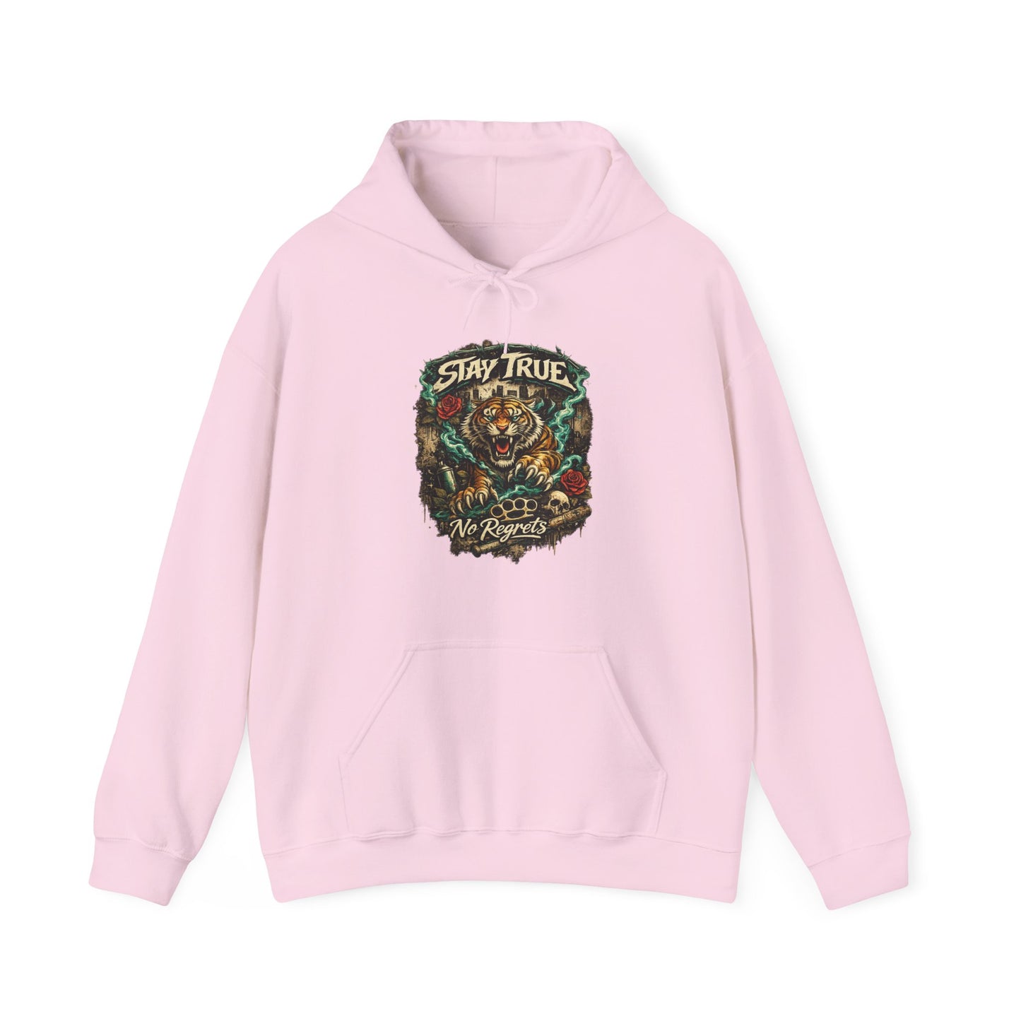 Stay True Tiger Hooded Sweatshirt — Vintage Floral Graphic Hoodie