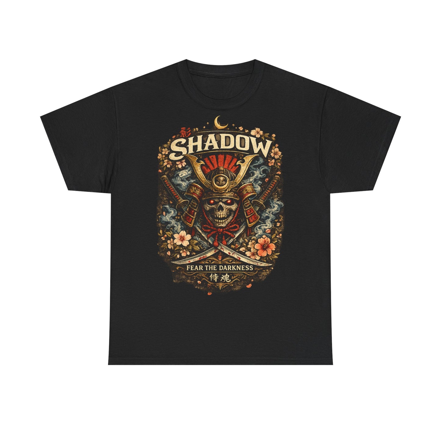 Shadow Samurai Skull Tee — "Fear the Darkness" Graphic T-Shirt