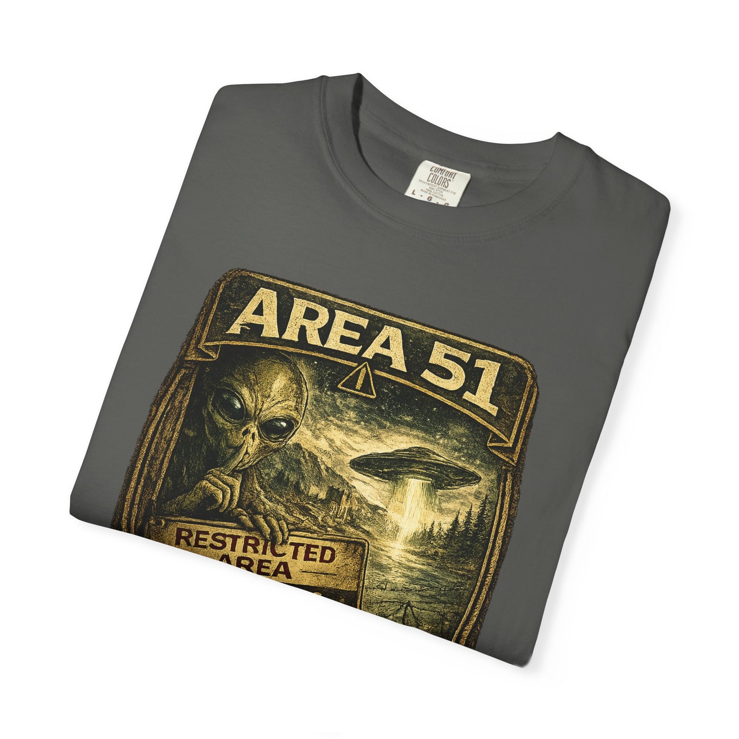 Area 51 Alien Poster T-Shirt — Vintage UFO Research Graphic Tee