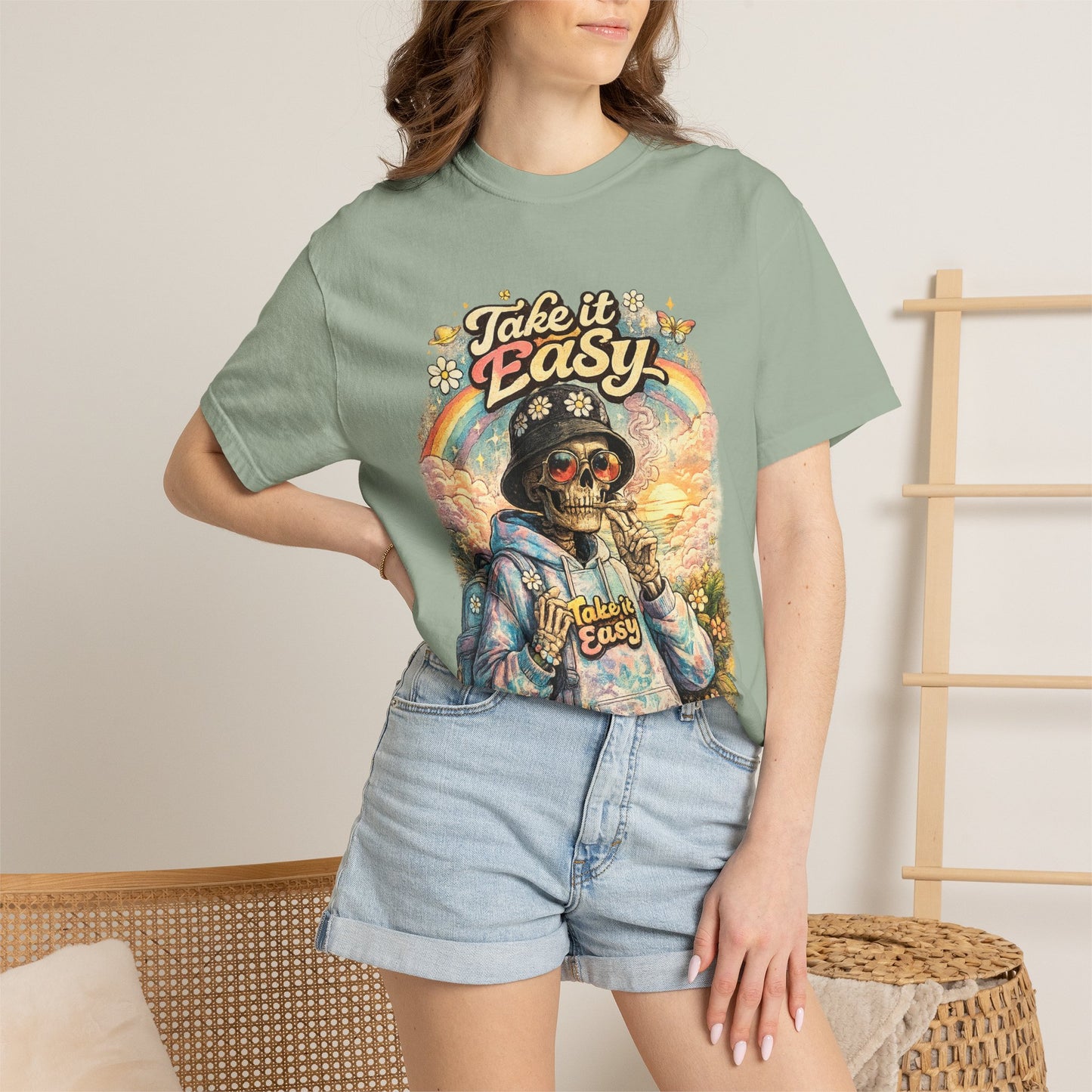 Take It Easy T-Shirt — Retro Sloth Graphic Tee, Chill Vibe Casual Shirt