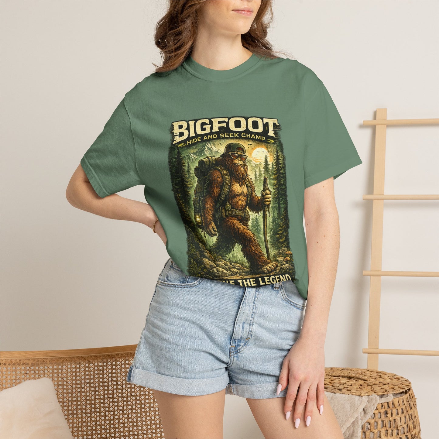 Bigfoot Graphic T-Shirt — "Believe the Legend" Retro Sasquatch Design