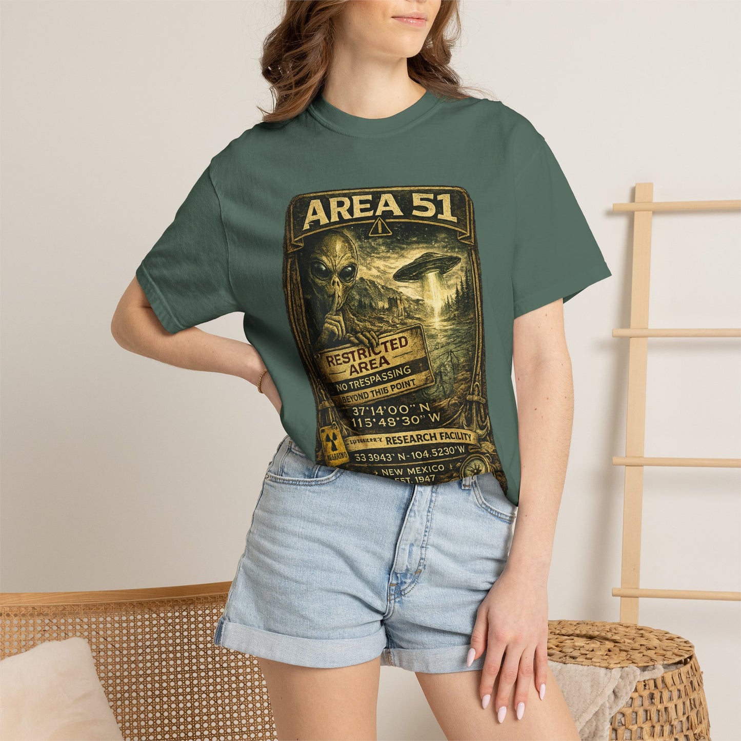 Area 51 Alien Poster T-Shirt — Vintage UFO Research Graphic Tee