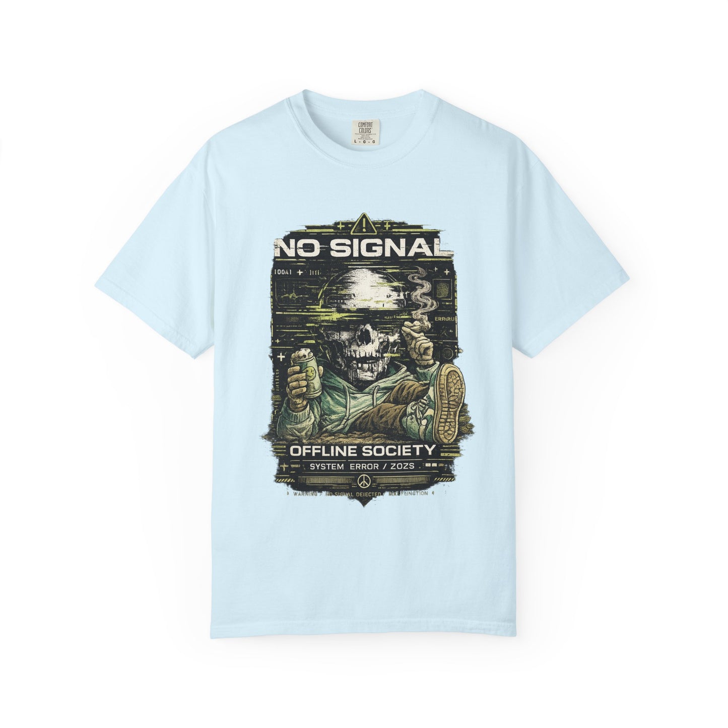 No Signal Skull T-Shirt — "Offline Society" Graphic Tee