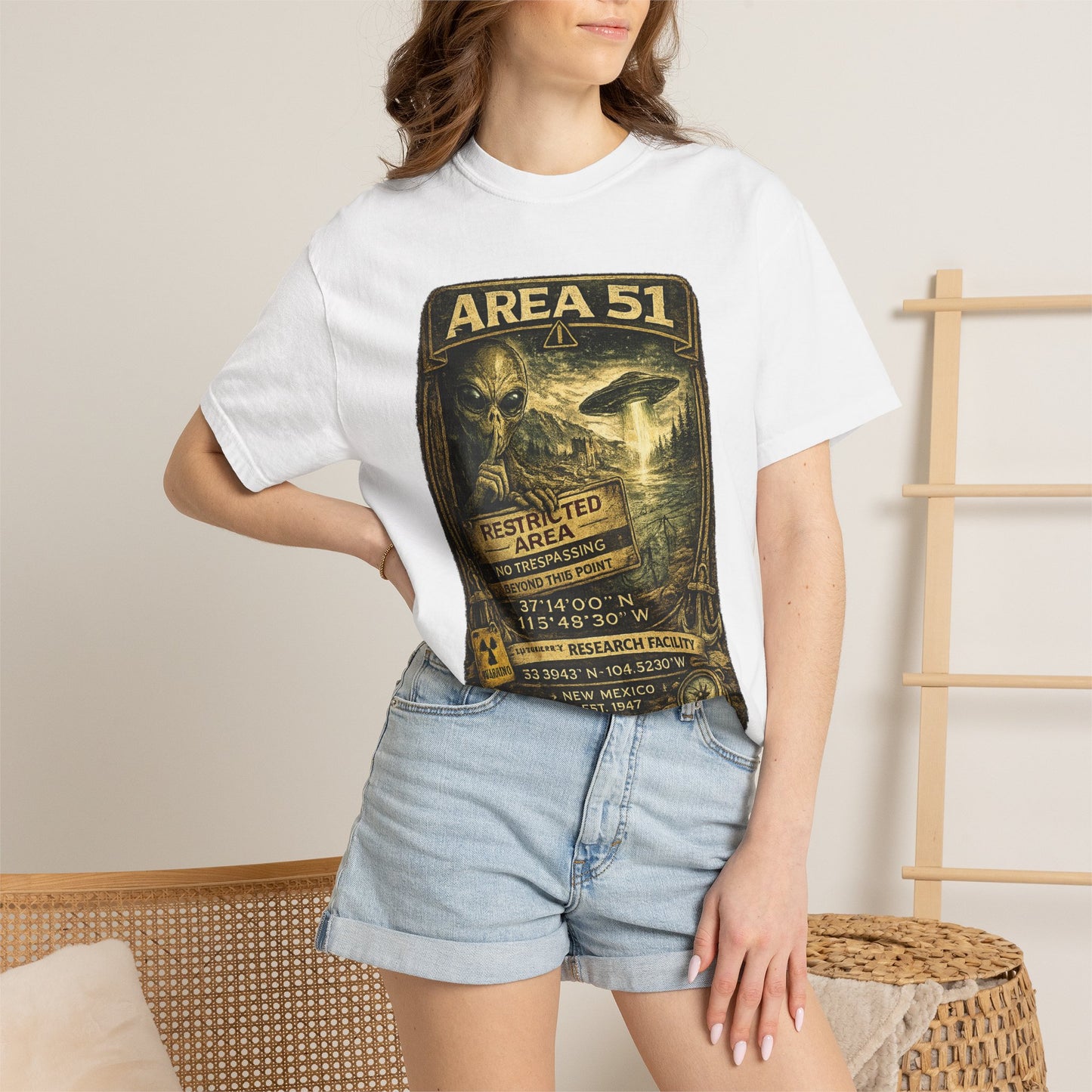 Area 51 Alien Poster T-Shirt — Vintage UFO Research Graphic Tee