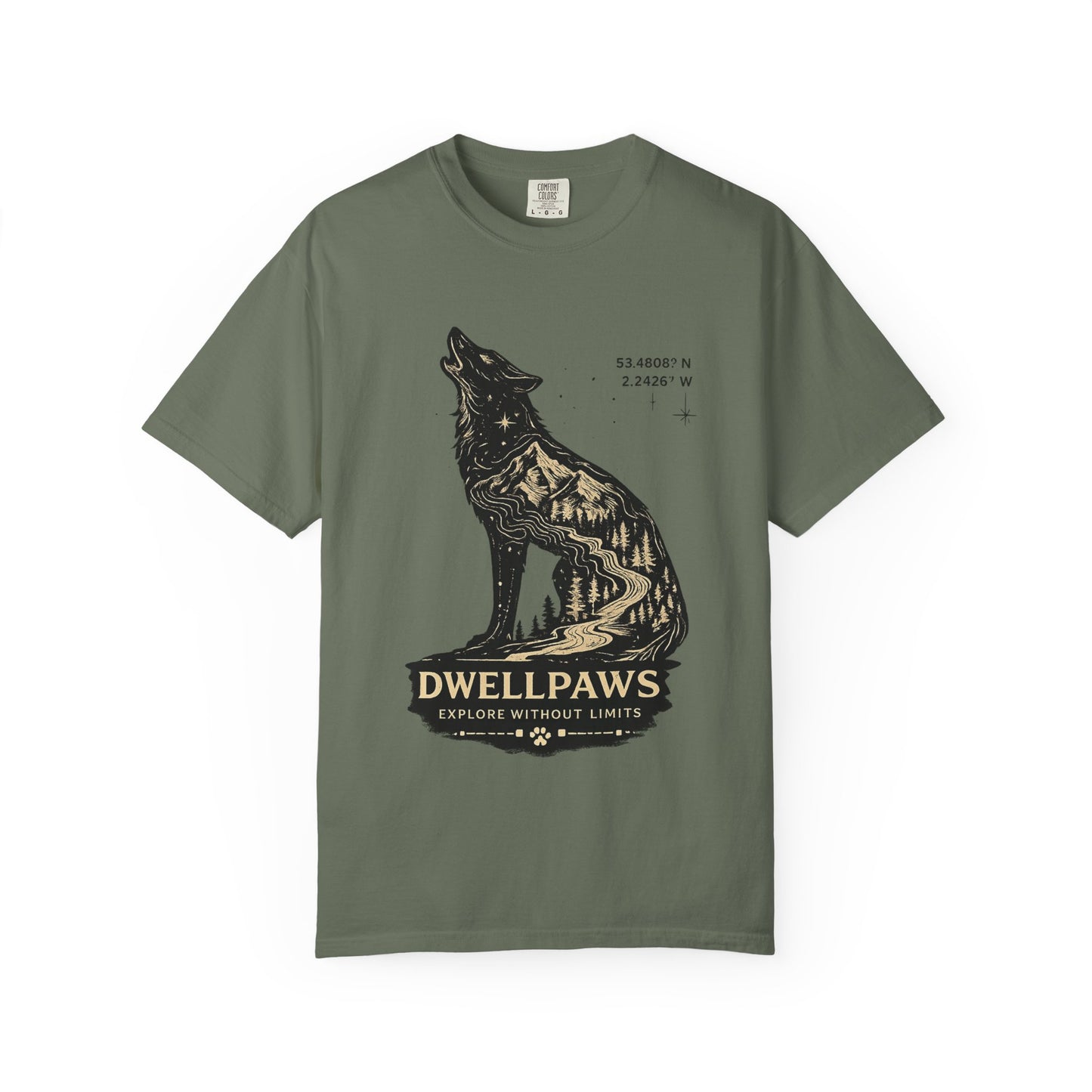 Dwell Paws Wolf - Unisex Garment-Dyed T-shirt