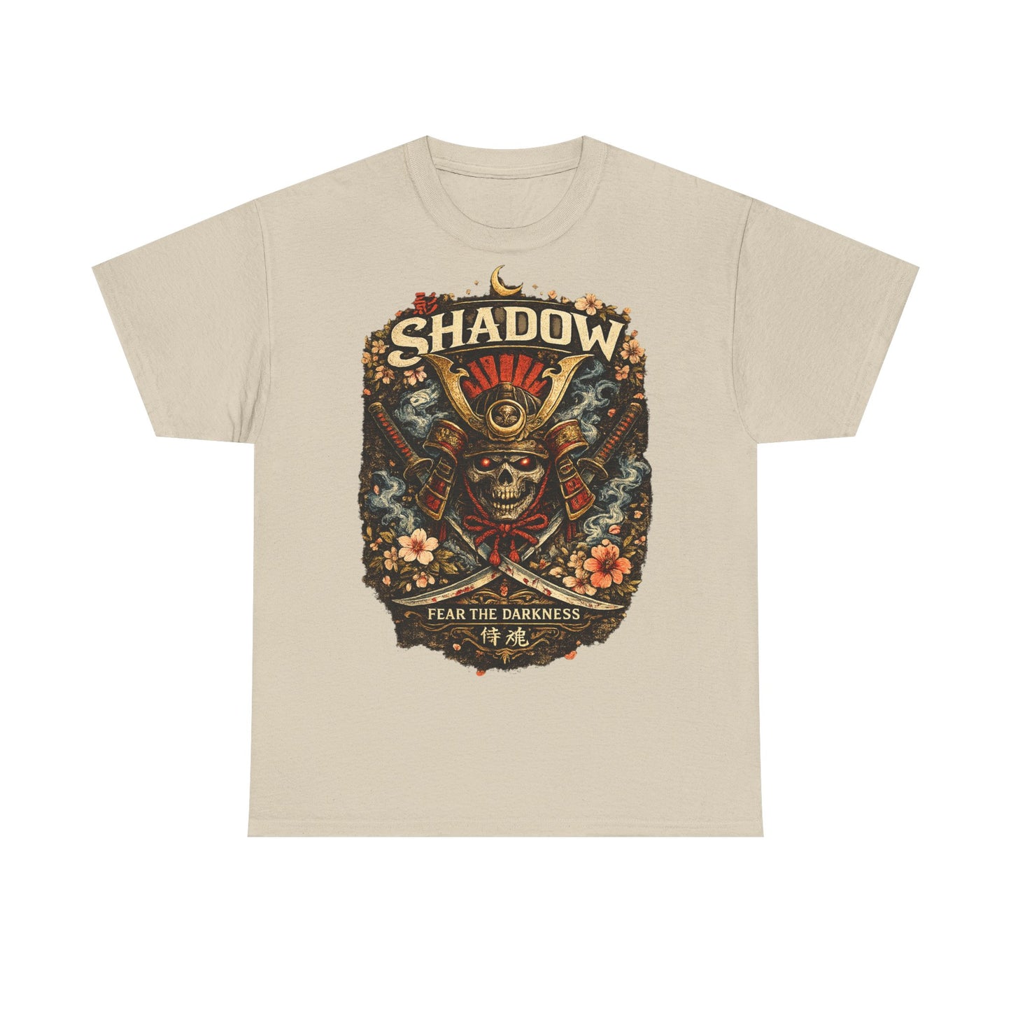 Shadow Samurai Skull Tee — "Fear the Darkness" Graphic T-Shirt
