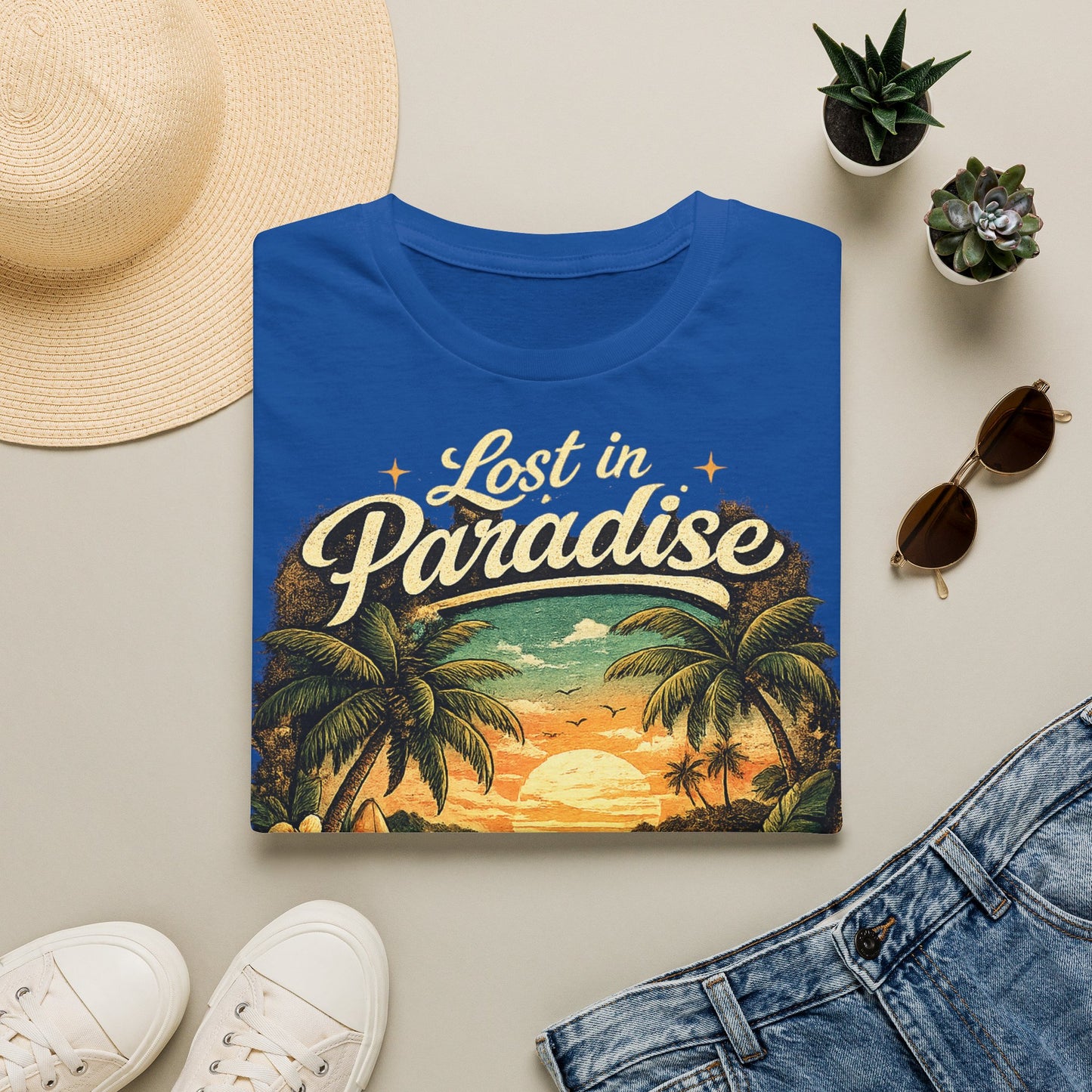 Lost in Paradise T-Shirt — Vintage Tropical Sunset Tee