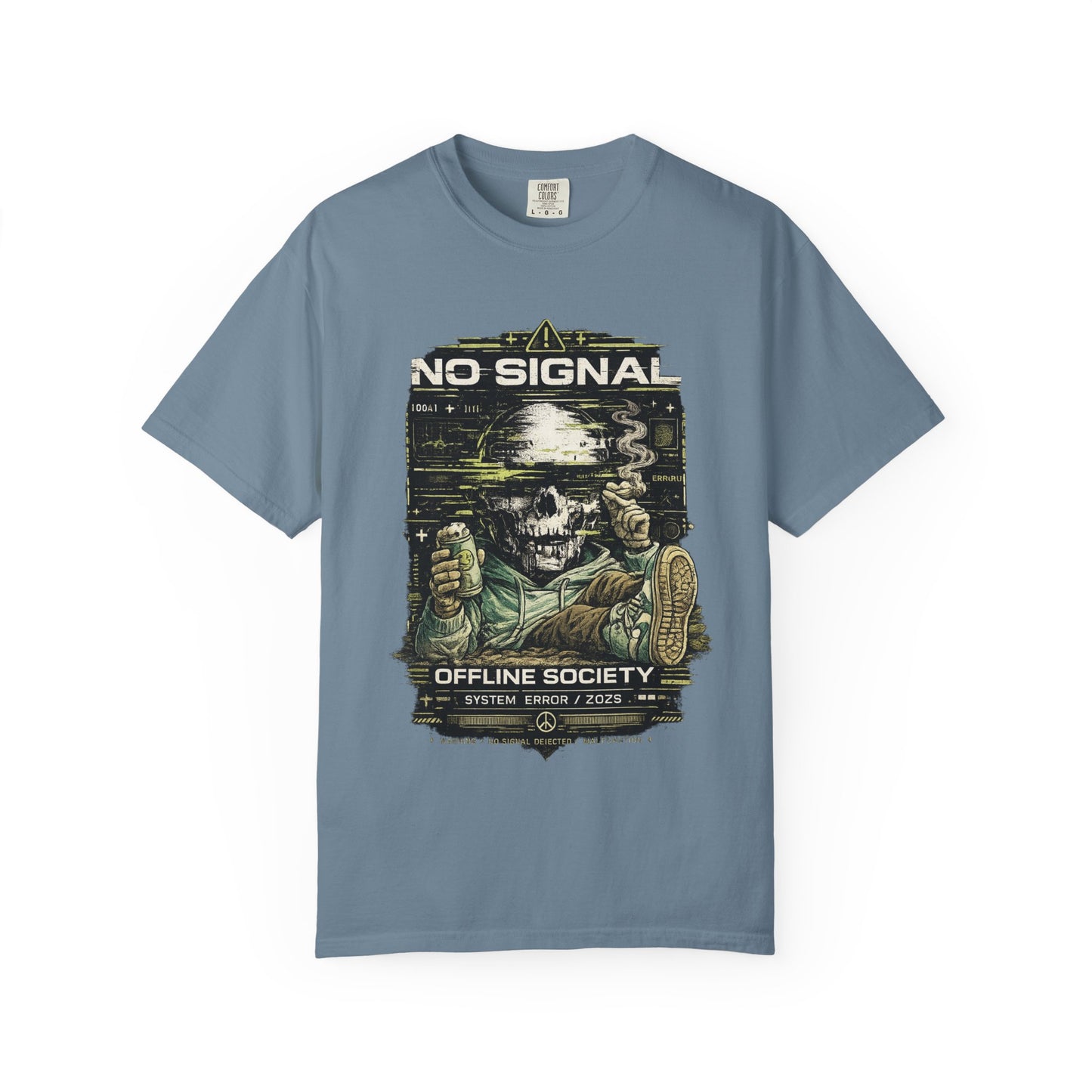 No Signal Skull T-Shirt — "Offline Society" Graphic Tee