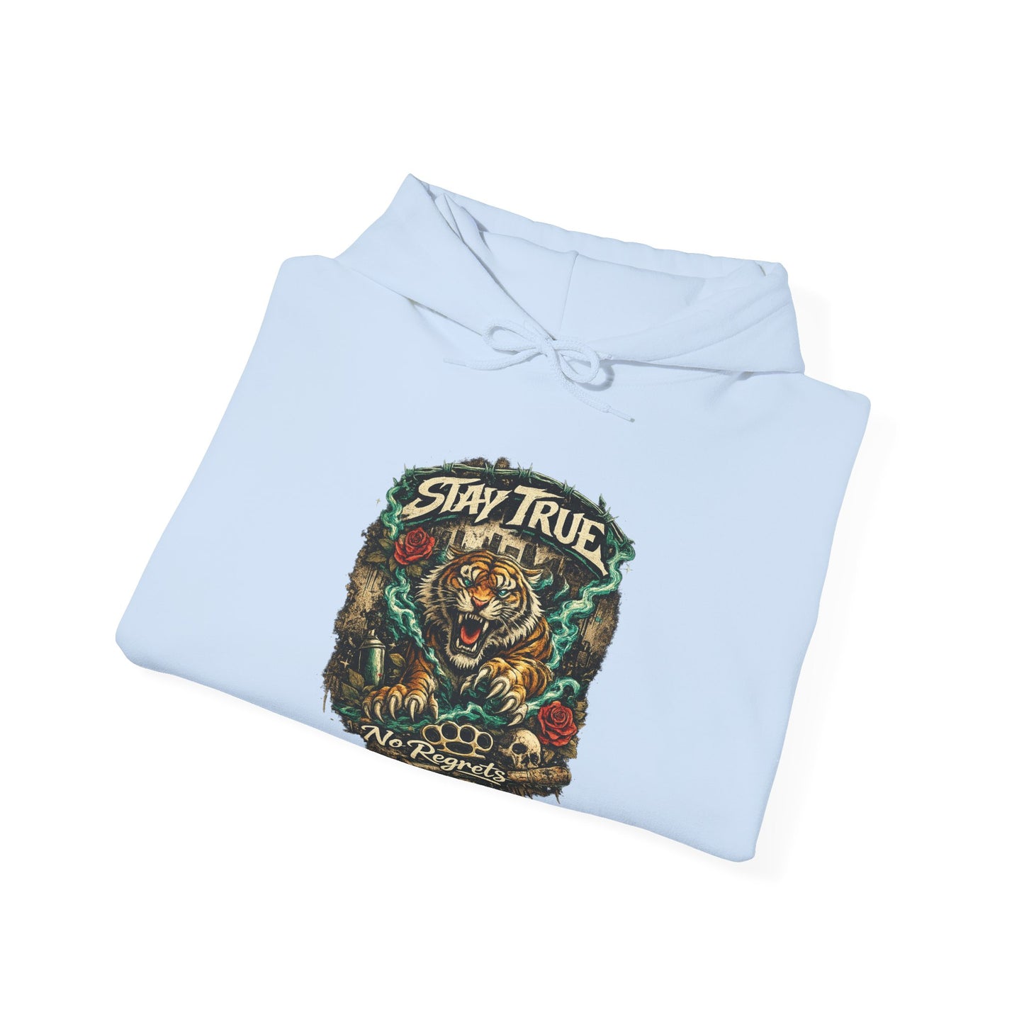 Stay True Tiger Hooded Sweatshirt — Vintage Floral Graphic Hoodie
