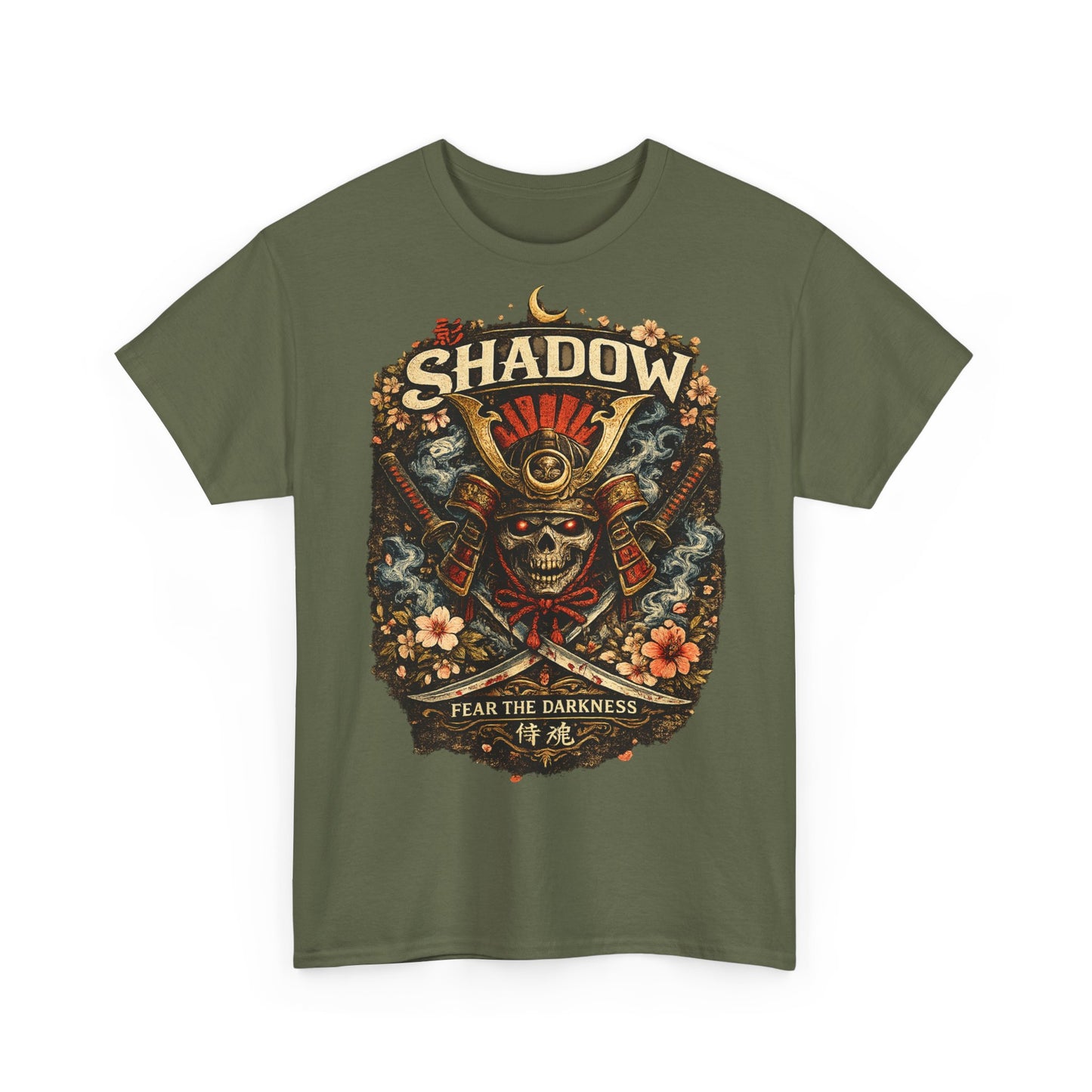 Shadow Samurai Skull Tee — "Fear the Darkness" Graphic T-Shirt