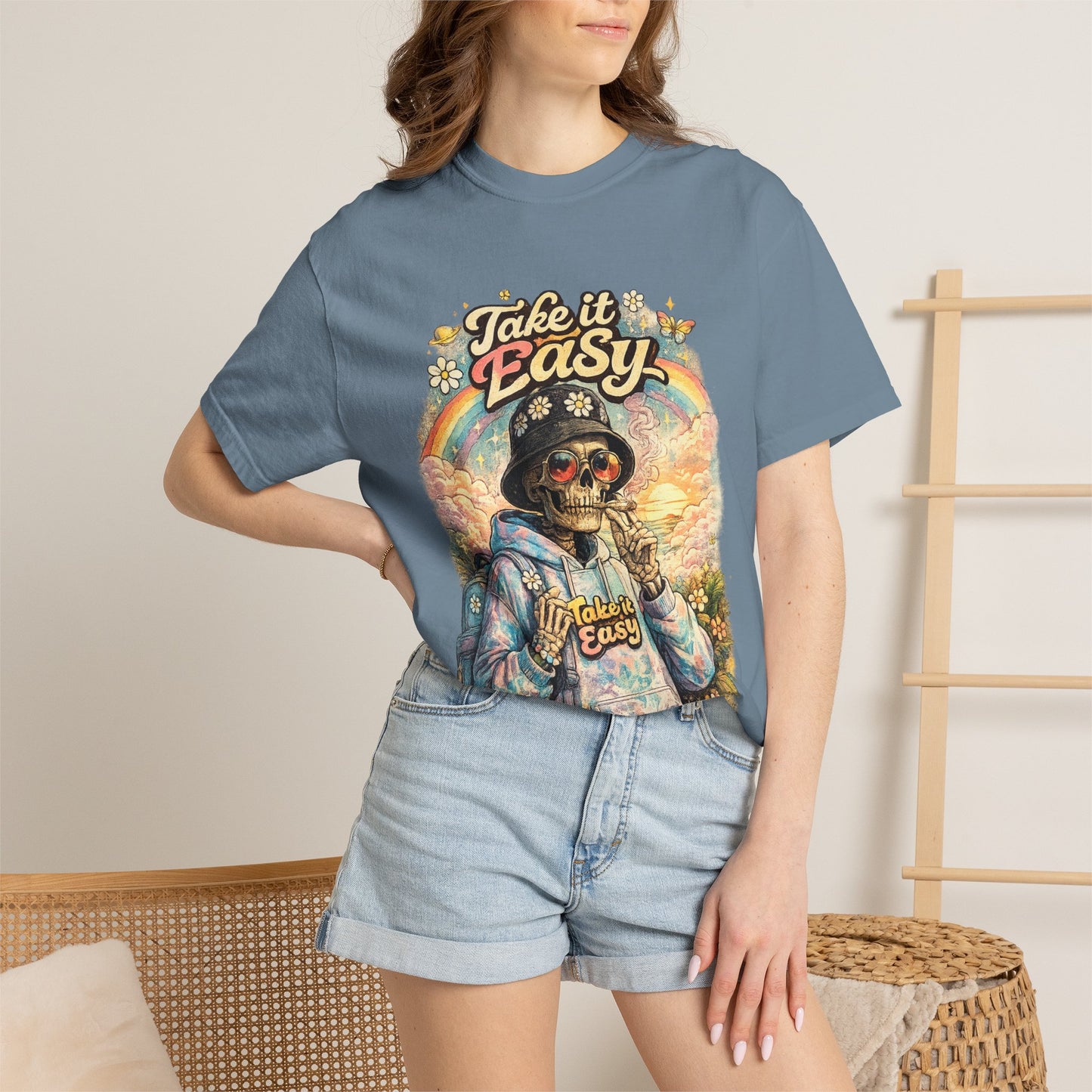 Take It Easy T-Shirt — Retro Sloth Graphic Tee, Chill Vibe Casual Shirt