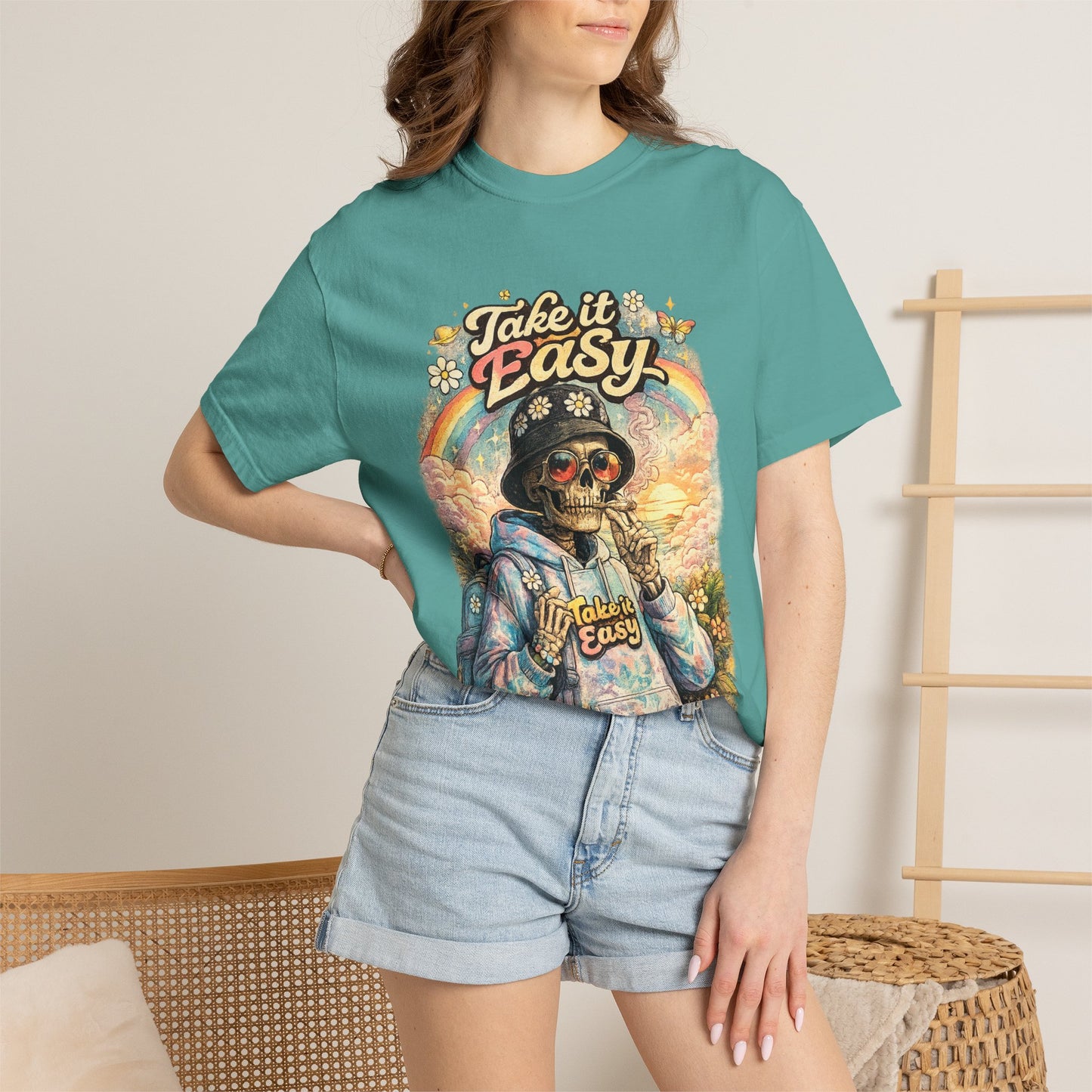Take It Easy T-Shirt — Retro Sloth Graphic Tee, Chill Vibe Casual Shirt