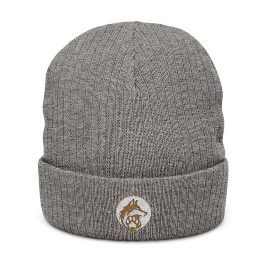Dwell Paws Ribbed Knit Beanie (Embroidery)