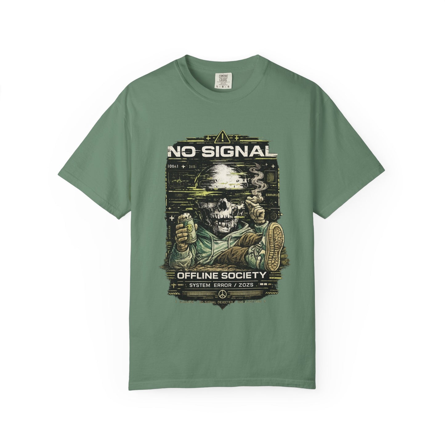 No Signal Skull T-Shirt — "Offline Society" Graphic Tee