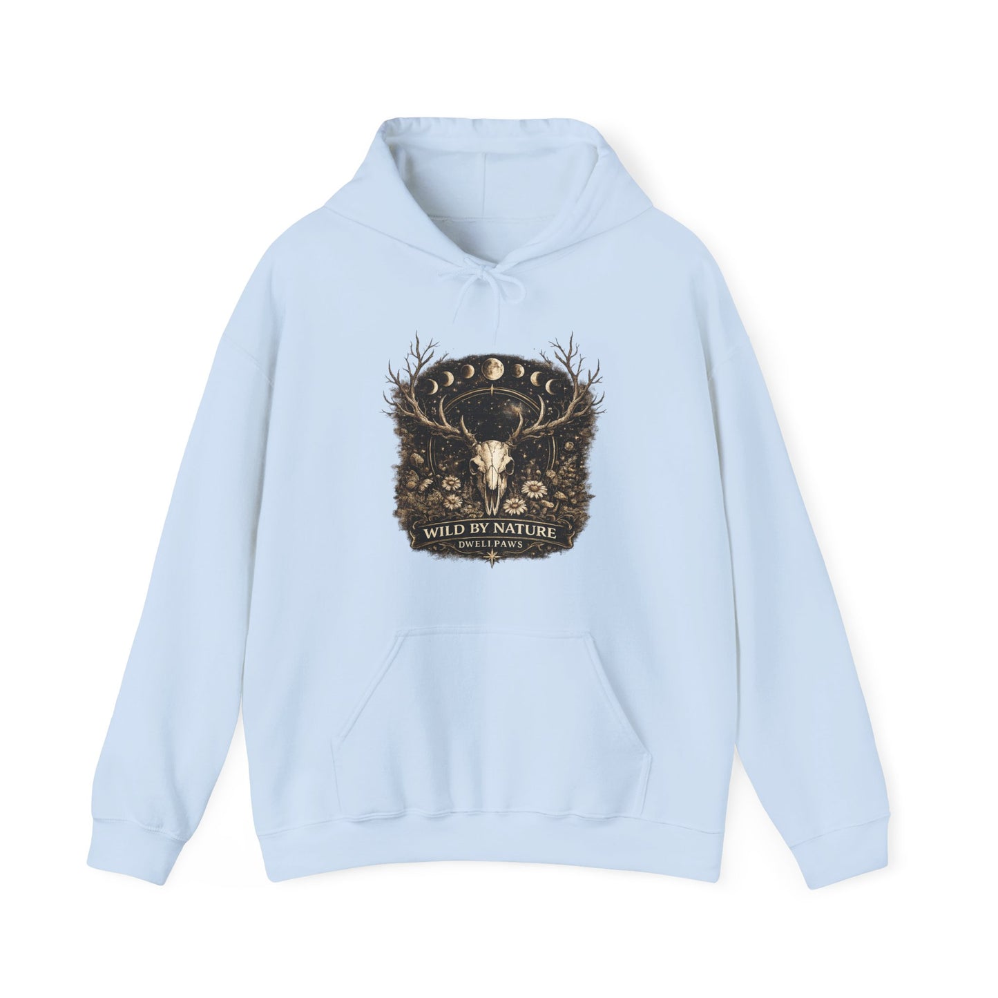Wild By Nature Deer Skull Hoodie — Moon Phases Forest Graphic Sweatshirt