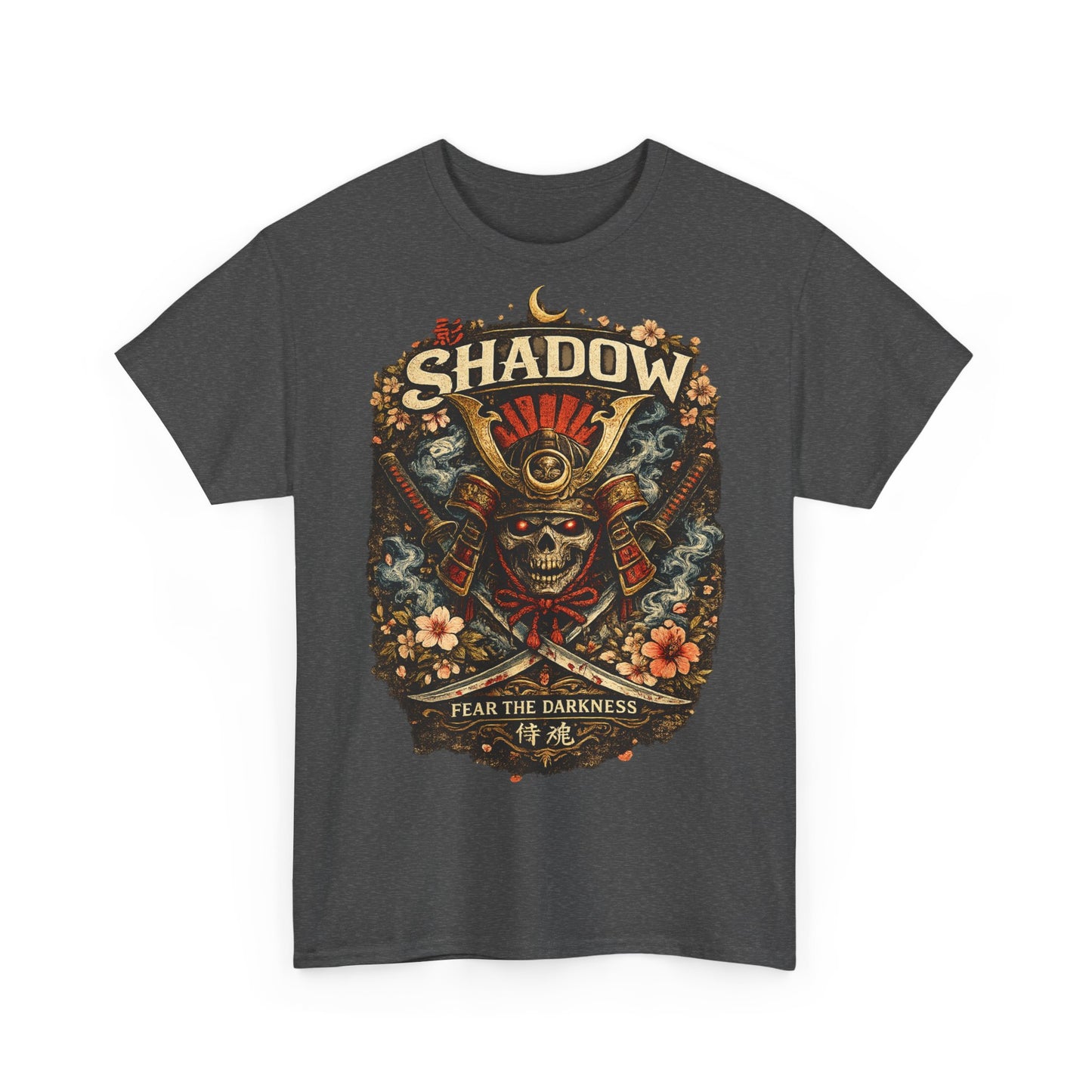Shadow Samurai Skull Tee — "Fear the Darkness" Graphic T-Shirt
