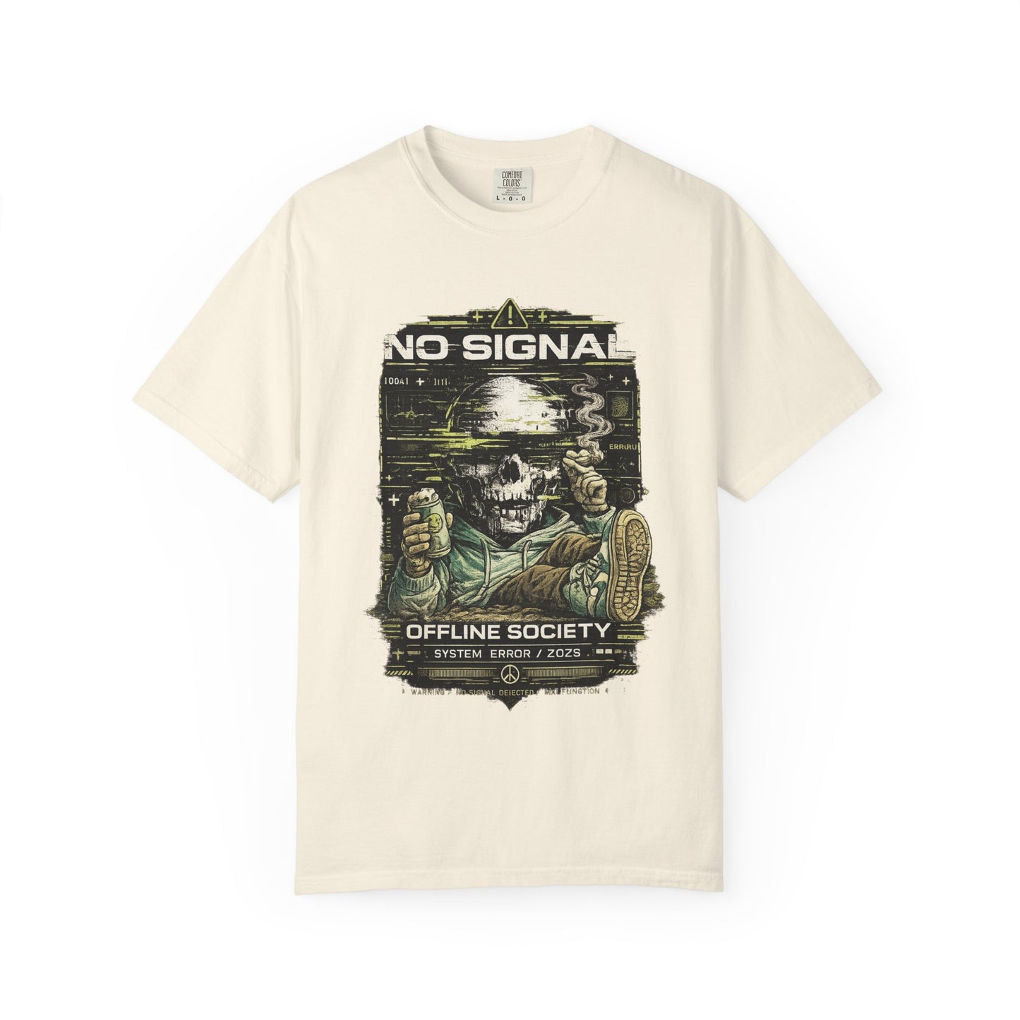 No Signal Skull T-Shirt — "Offline Society" Graphic Tee
