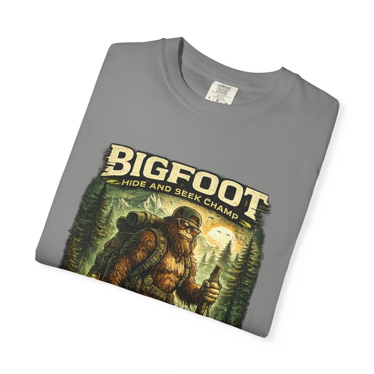 Bigfoot Graphic T-Shirt — "Believe the Legend" Retro Sasquatch Design