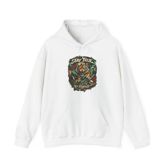 Stay True Tiger Hooded Sweatshirt — Vintage Floral Graphic Hoodie