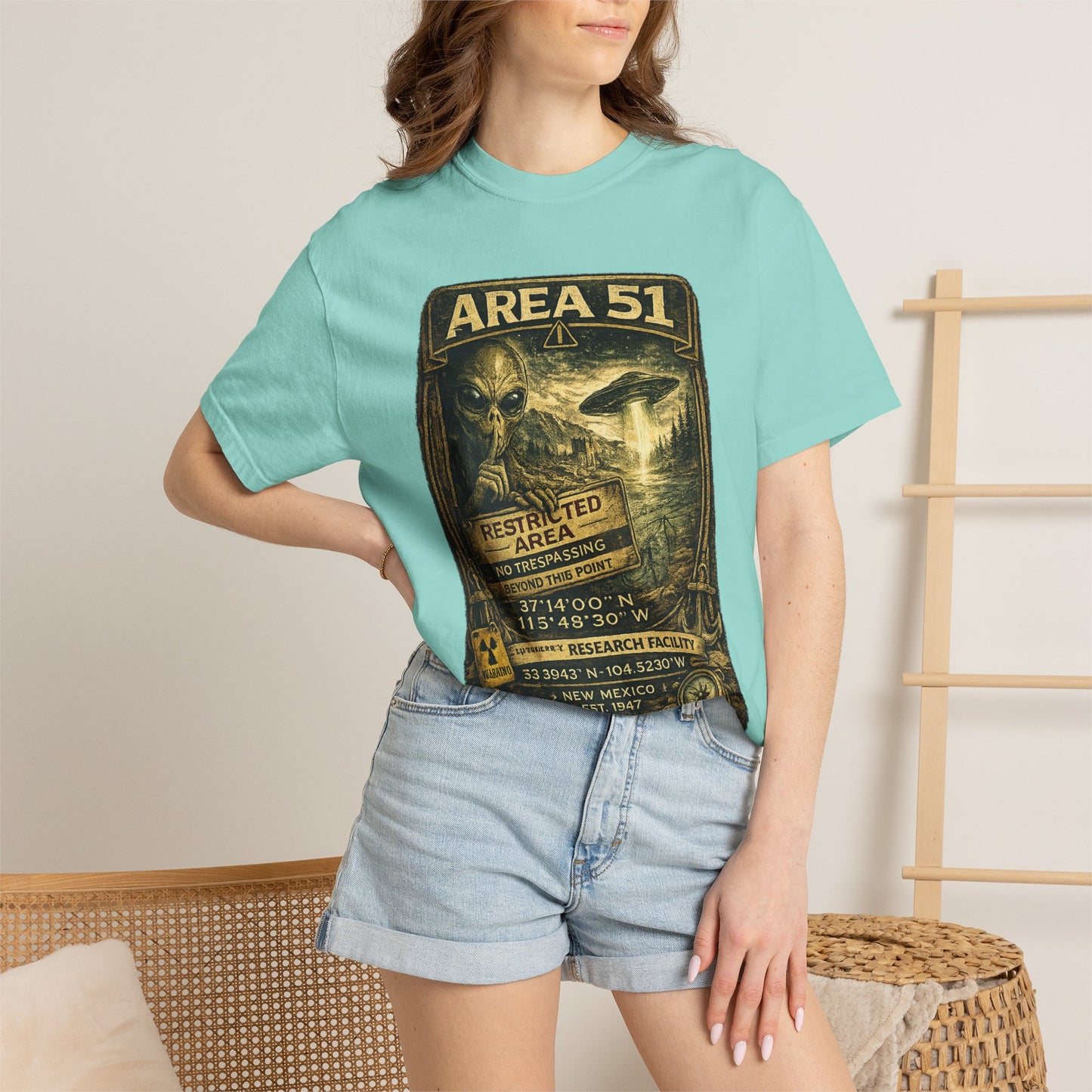 Area 51 Alien Poster T-Shirt — Vintage UFO Research Graphic Tee