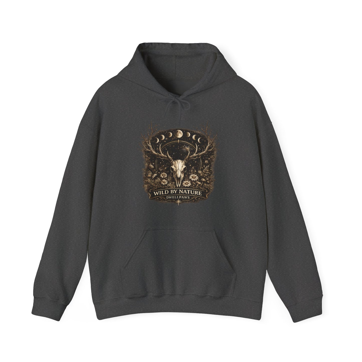 Wild By Nature Deer Skull Hoodie — Moon Phases Forest Graphic Sweatshirt