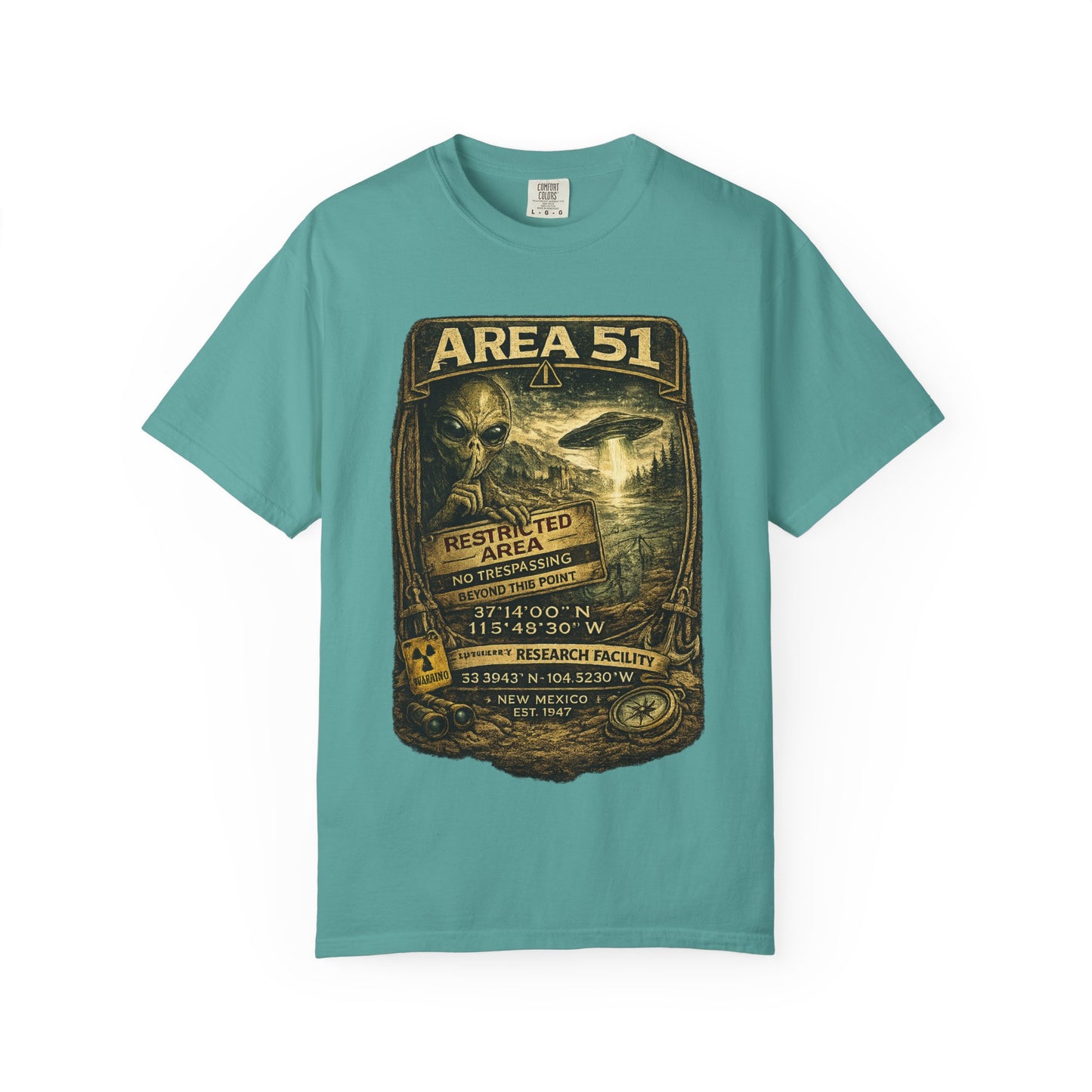 Area 51 Alien Poster T-Shirt — Vintage UFO Research Graphic Tee