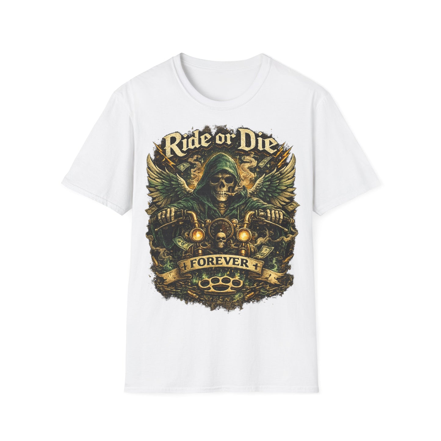 Ride or Die Motorcycle T‑Shirt — Grim Reaper Biker Graphic Tee