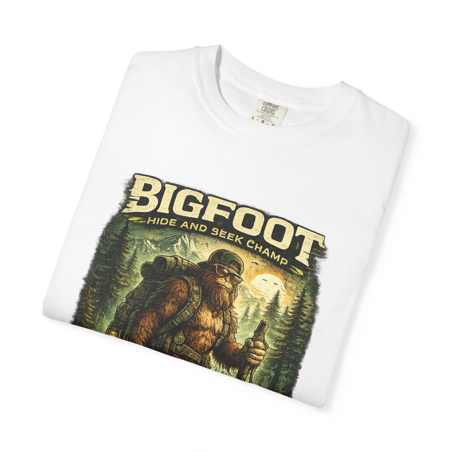 Bigfoot Graphic T-Shirt — "Believe the Legend" Retro Sasquatch Design