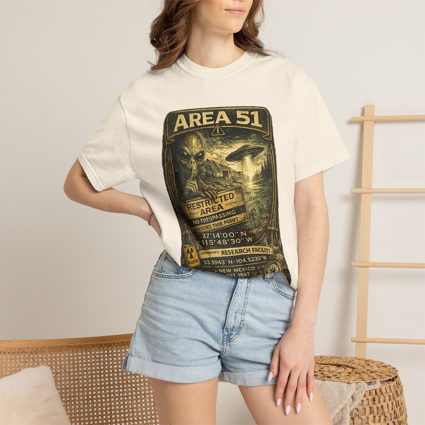 Area 51 Alien Poster T-Shirt — Vintage UFO Research Graphic Tee