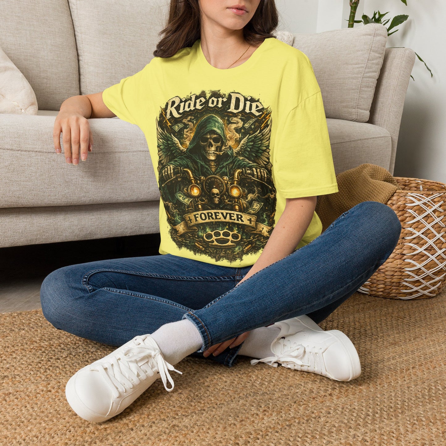 Ride or Die Motorcycle T‑Shirt — Grim Reaper Biker Graphic Tee