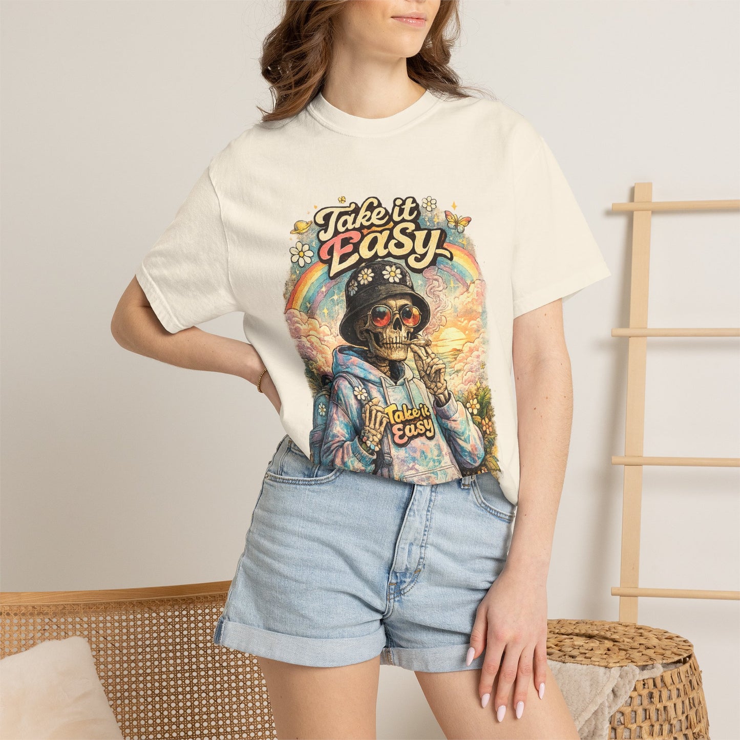 Take It Easy T-Shirt — Retro Sloth Graphic Tee, Chill Vibe Casual Shirt