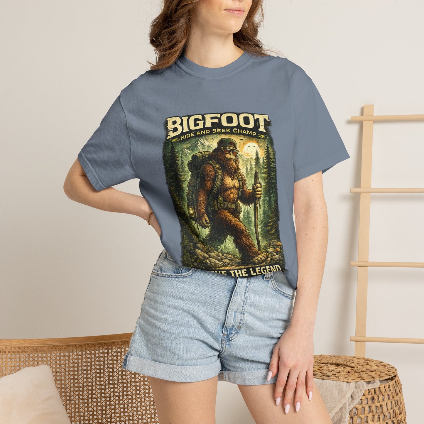Bigfoot Graphic T-Shirt — "Believe the Legend" Retro Sasquatch Design