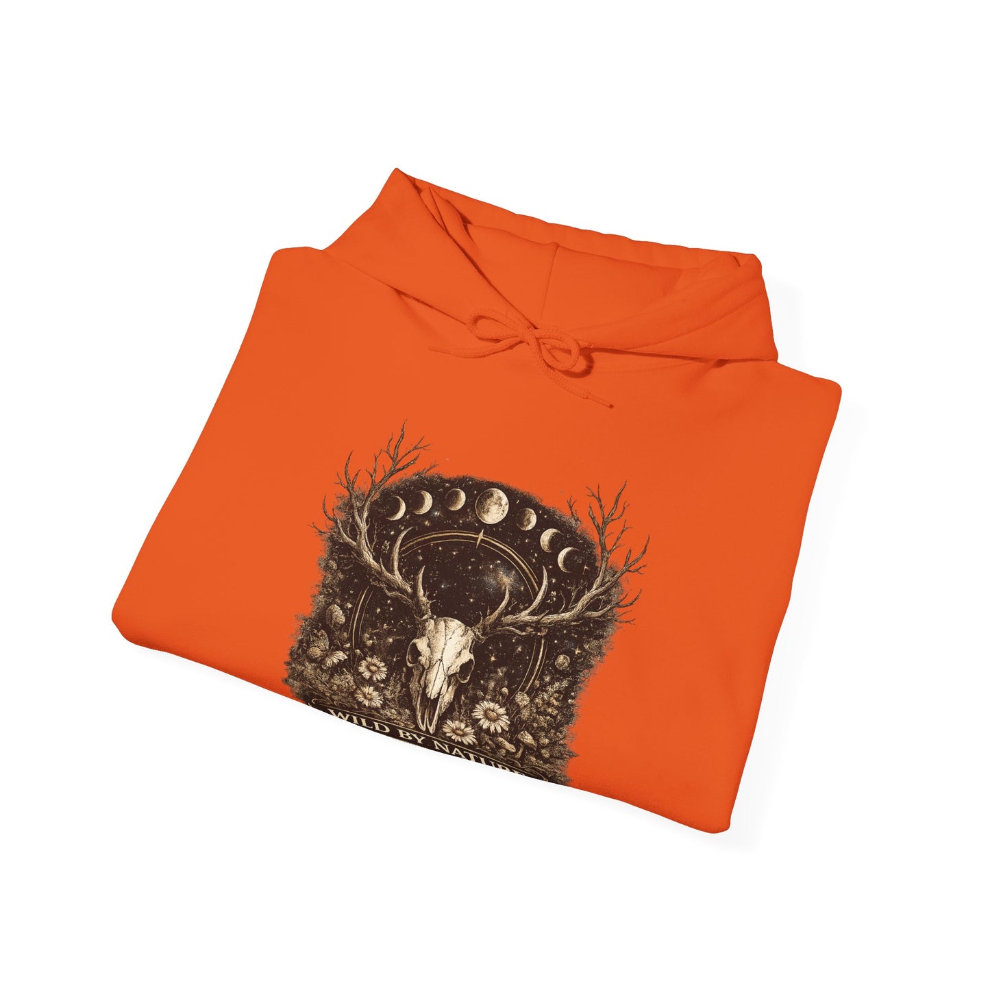 Wild By Nature Deer Skull Hoodie — Moon Phases Forest Graphic Sweatshirt