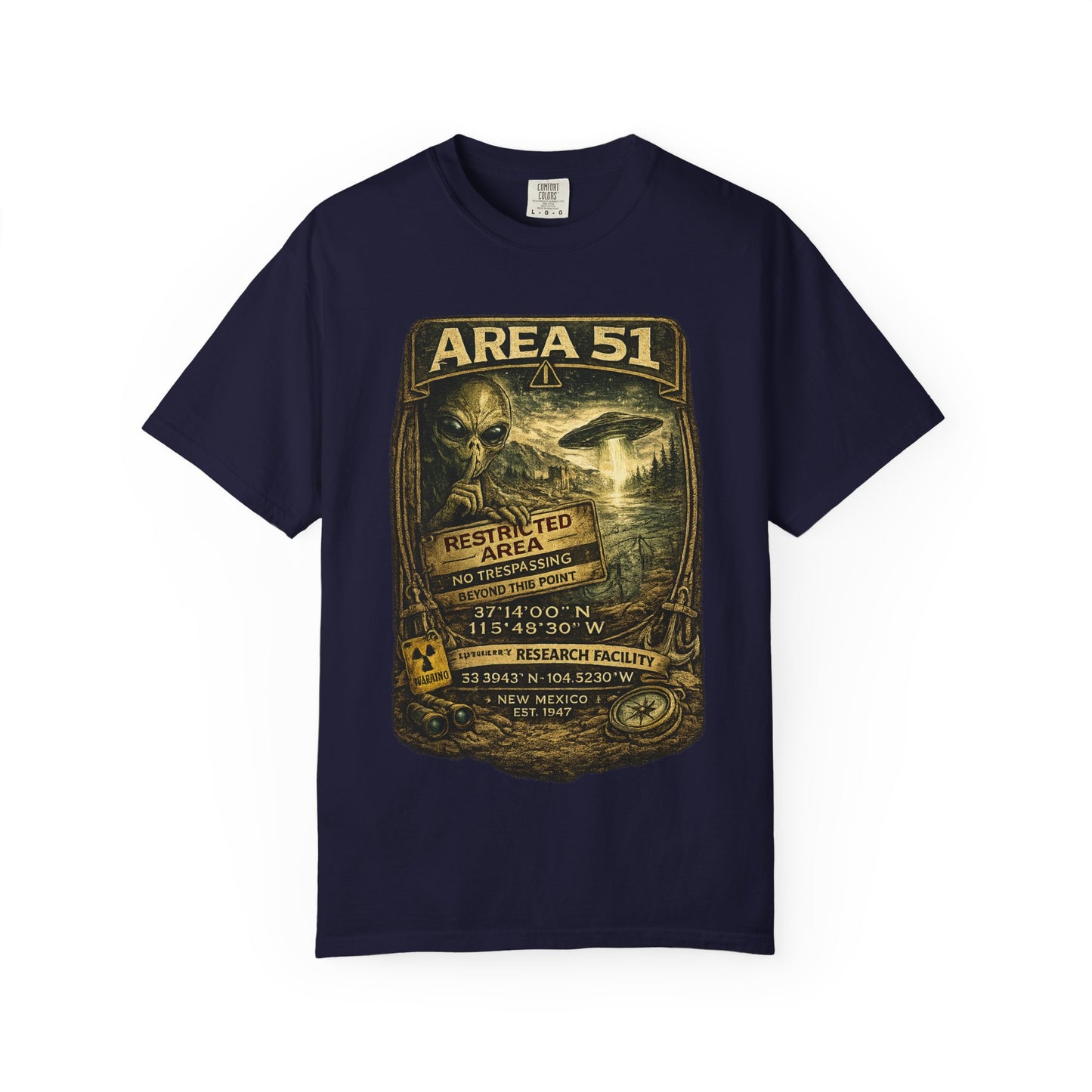 Area 51 Alien Poster T-Shirt — Vintage UFO Research Graphic Tee