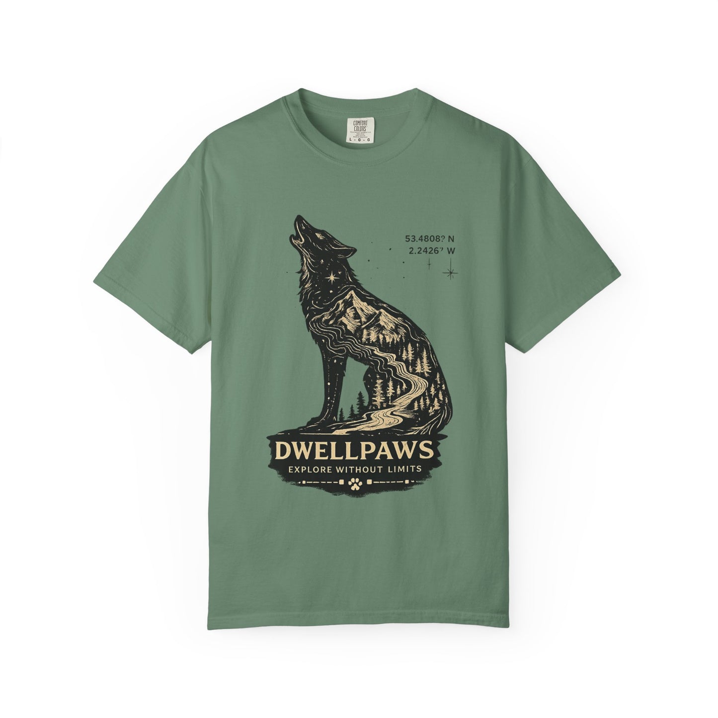 Dwell Paws Wolf - Unisex Garment-Dyed T-shirt