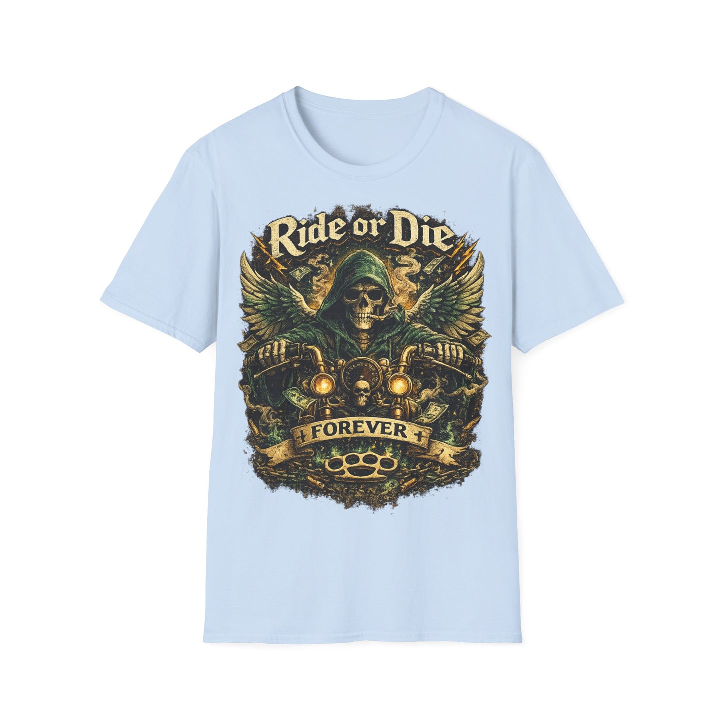 Ride or Die Motorcycle T‑Shirt — Grim Reaper Biker Graphic Tee