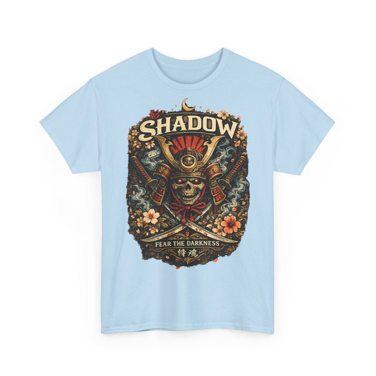 Shadow Samurai Skull Tee — "Fear the Darkness" Graphic T-Shirt