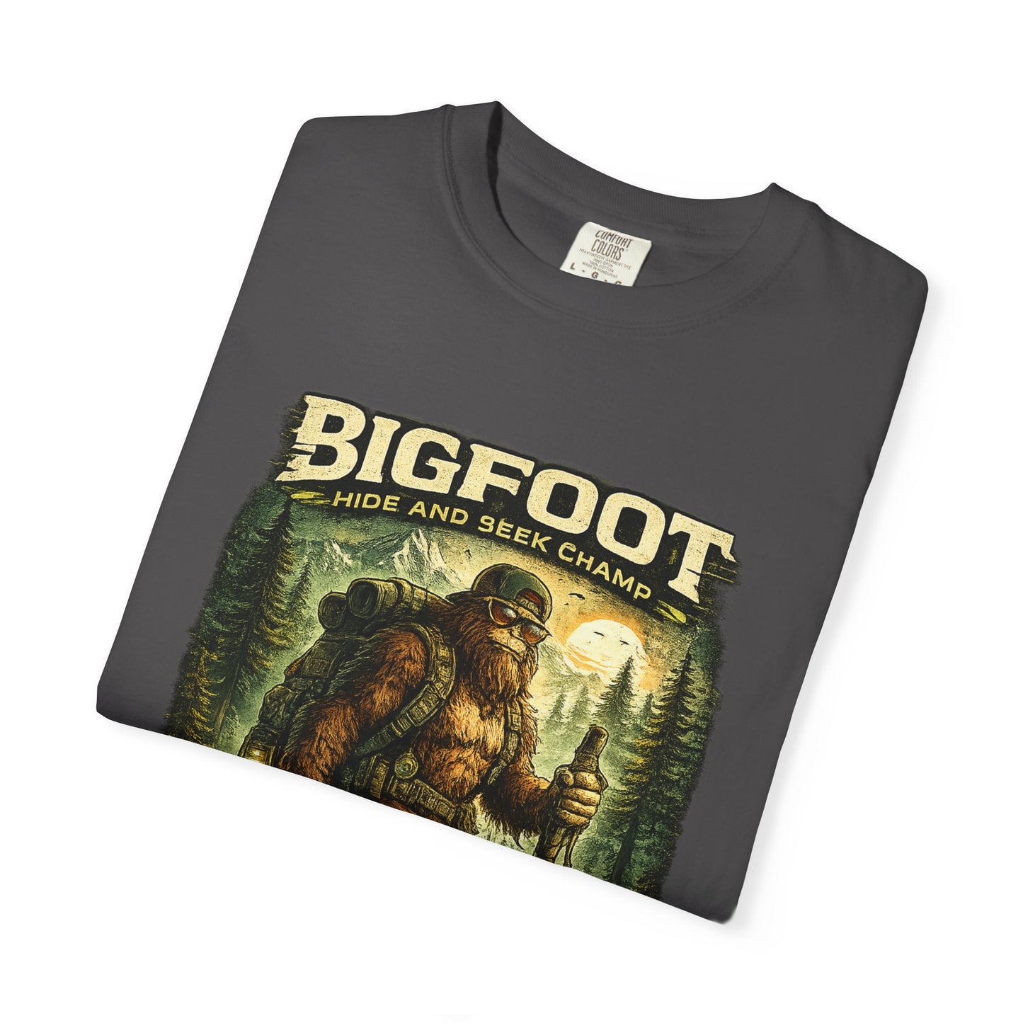 Bigfoot Graphic T-Shirt — "Believe the Legend" Retro Sasquatch Design