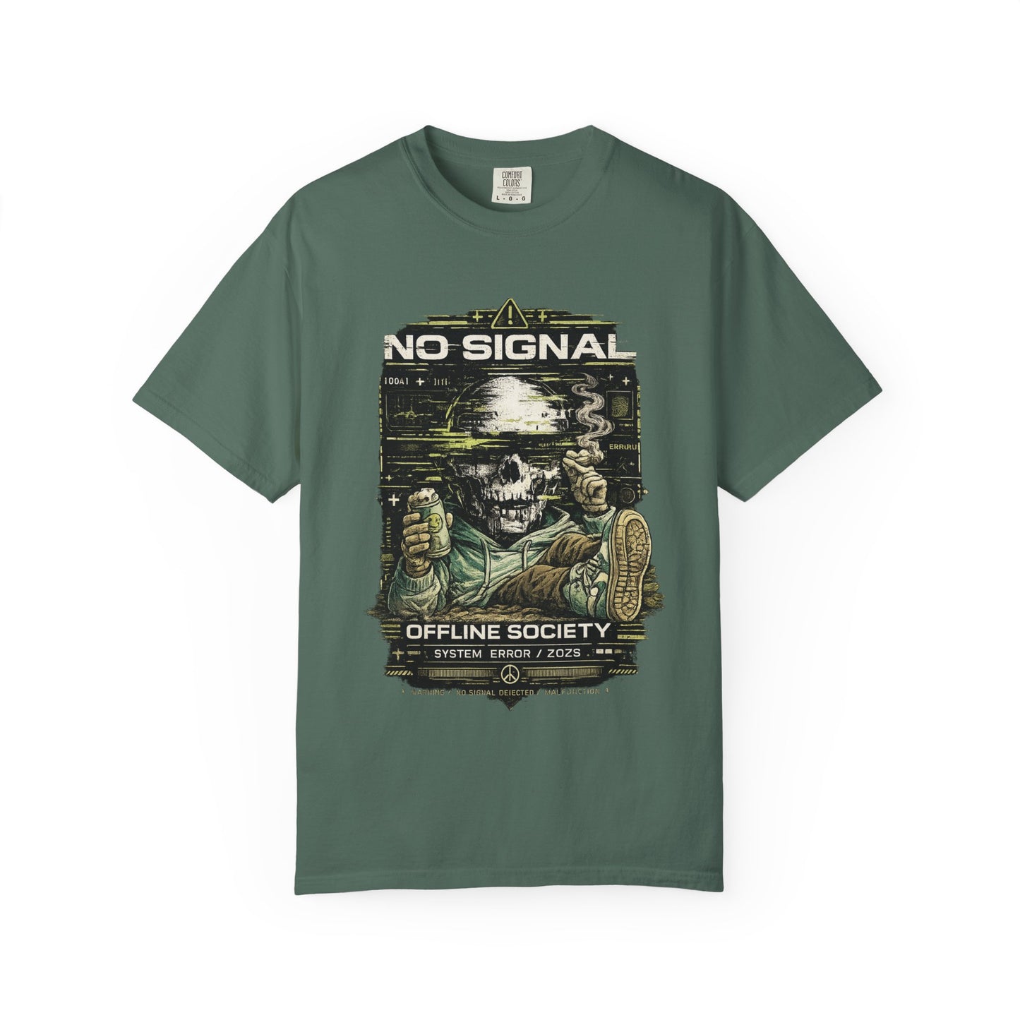 No Signal Skull T-Shirt — "Offline Society" Graphic Tee