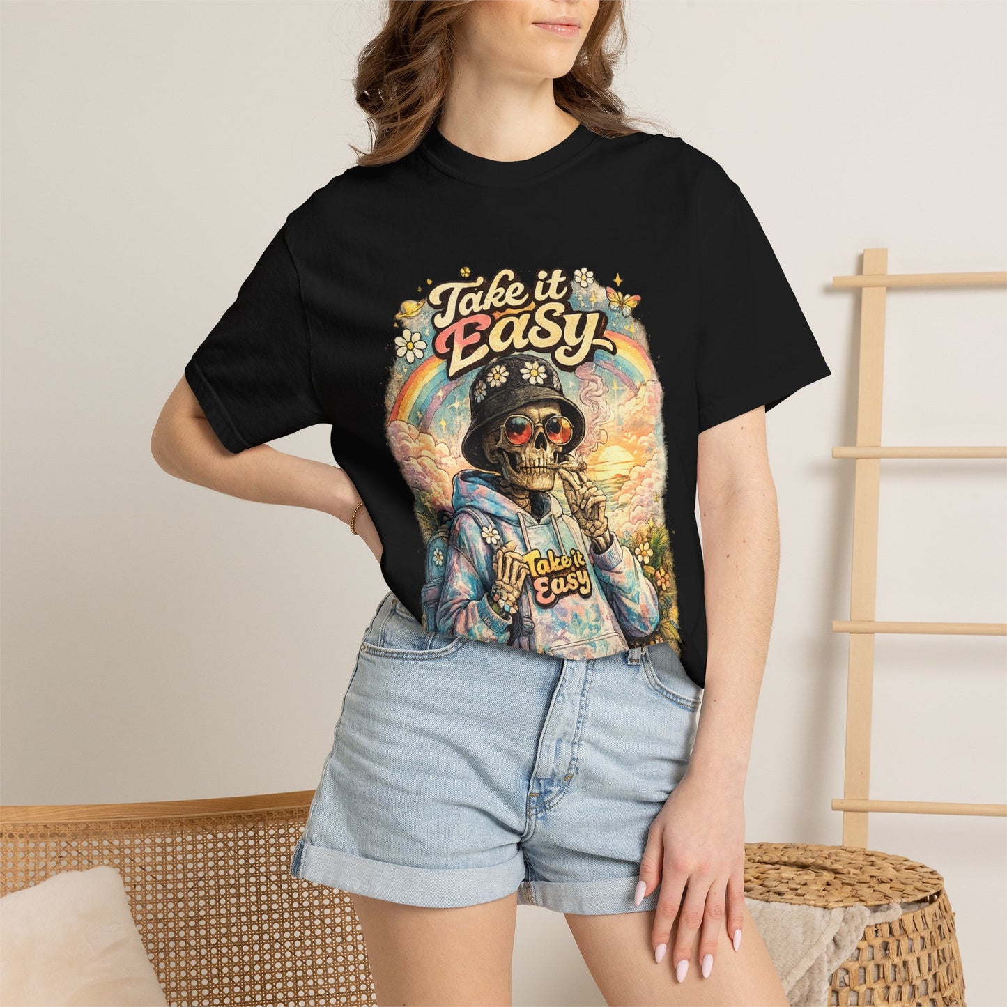 Take It Easy T-Shirt — Retro Sloth Graphic Tee, Chill Vibe Casual Shirt