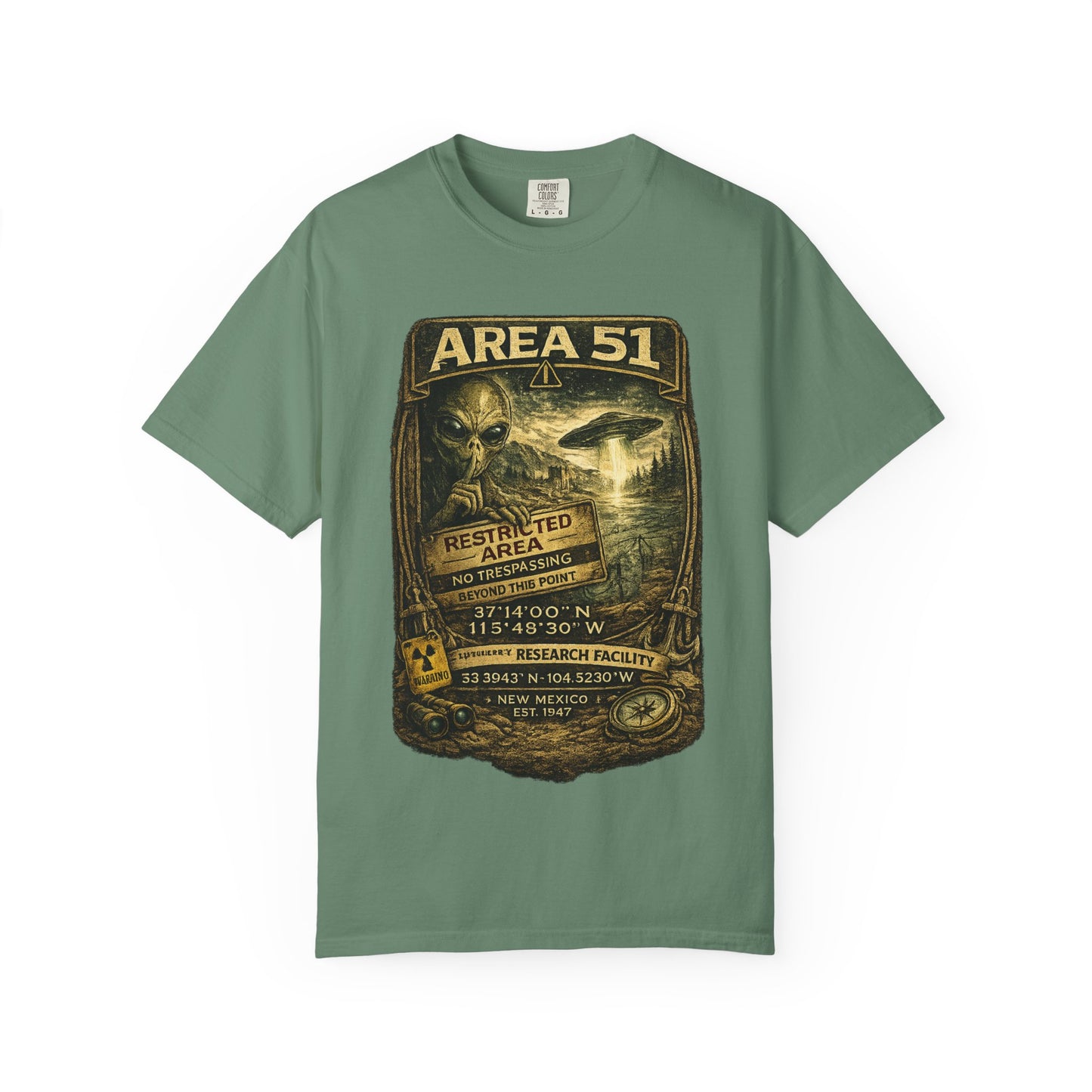 Area 51 Alien Poster T-Shirt — Vintage UFO Research Graphic Tee