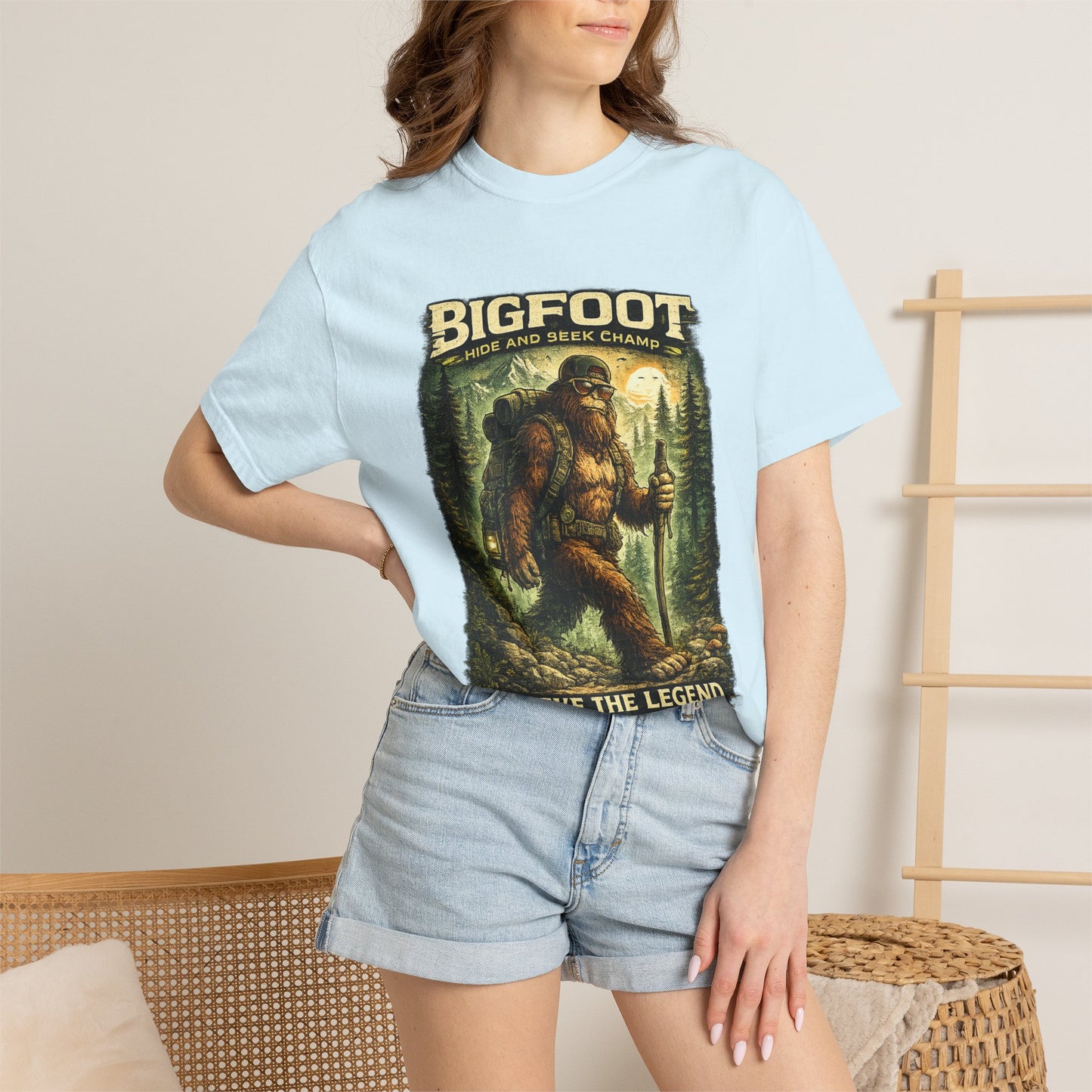 Bigfoot Graphic T-Shirt — "Believe the Legend" Retro Sasquatch Design
