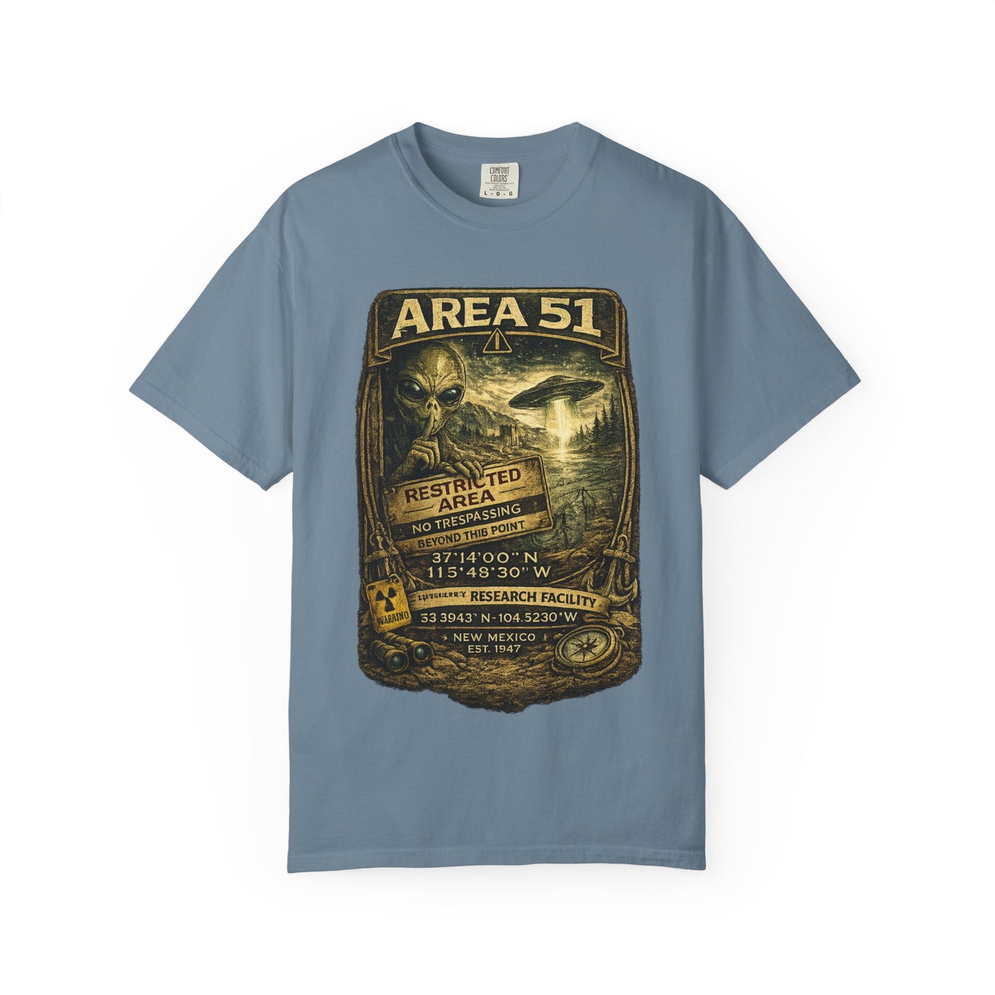 Area 51 Alien Poster T-Shirt — Vintage UFO Research Graphic Tee