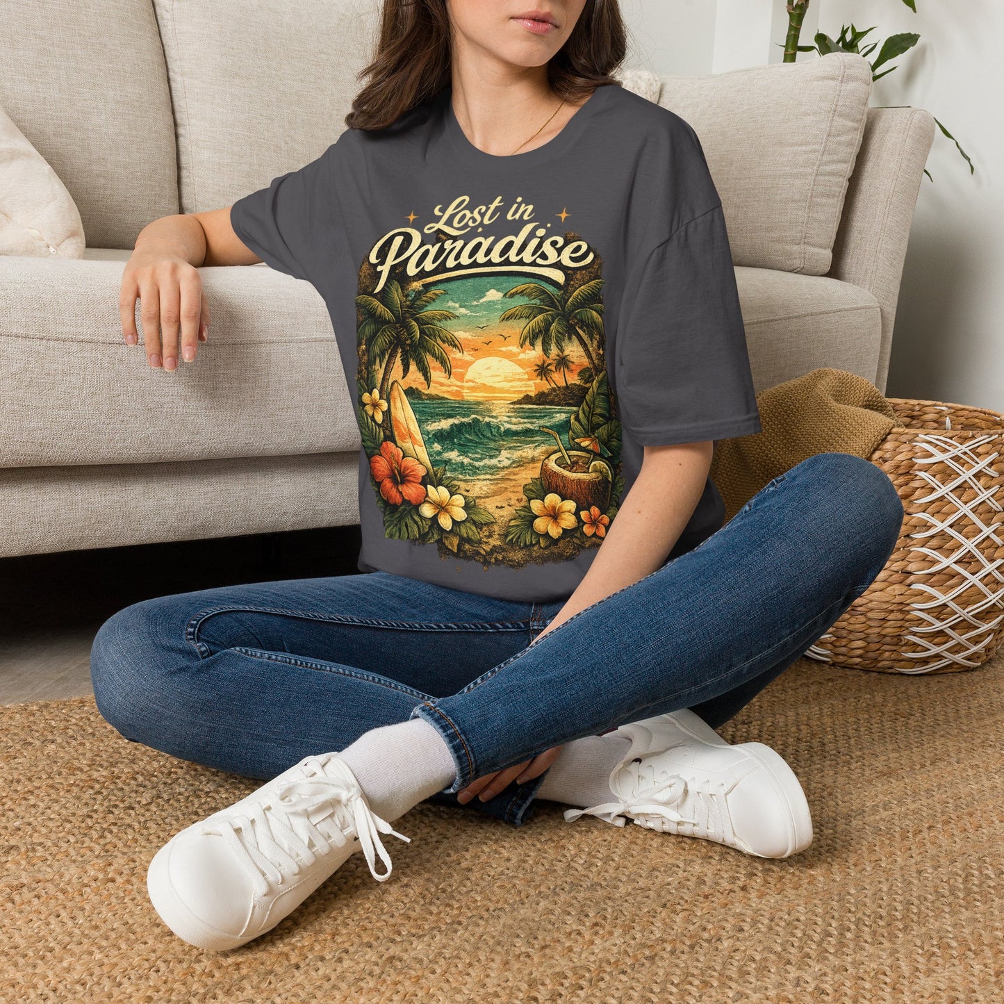 Lost in Paradise T-Shirt — Vintage Tropical Sunset Tee