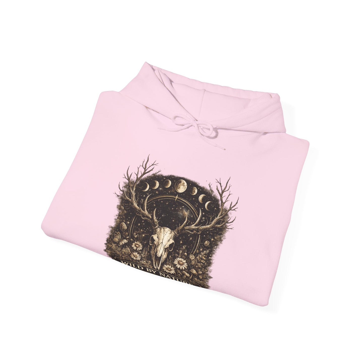 Wild By Nature Deer Skull Hoodie — Moon Phases Forest Graphic Sweatshirt